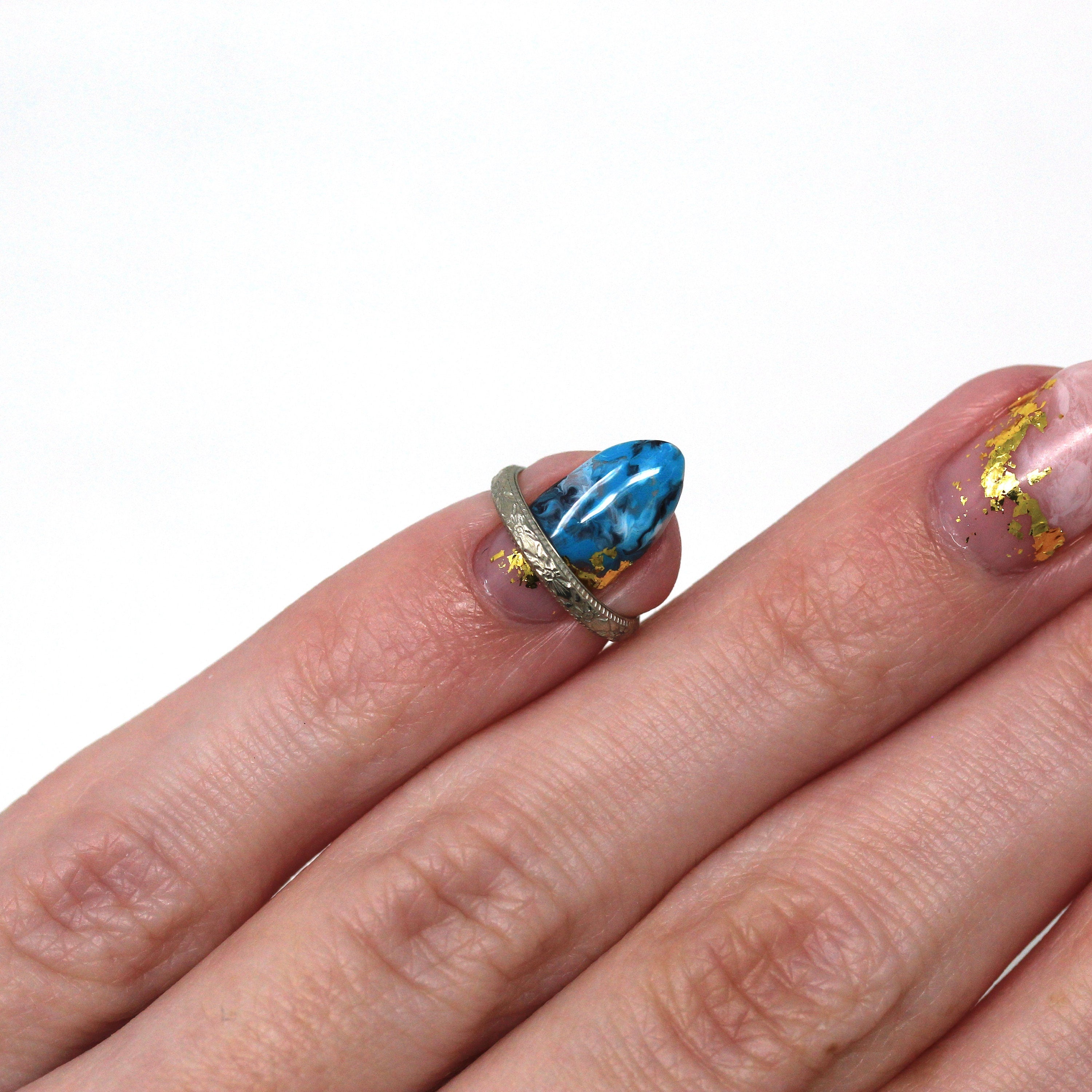 Vintage Baby Band - Art Deco 10k White Gold Raised Eternity Design Ring - Circa 1930s Era Size 1/2 Dainty Fine Children's 30s Fine Jewelry