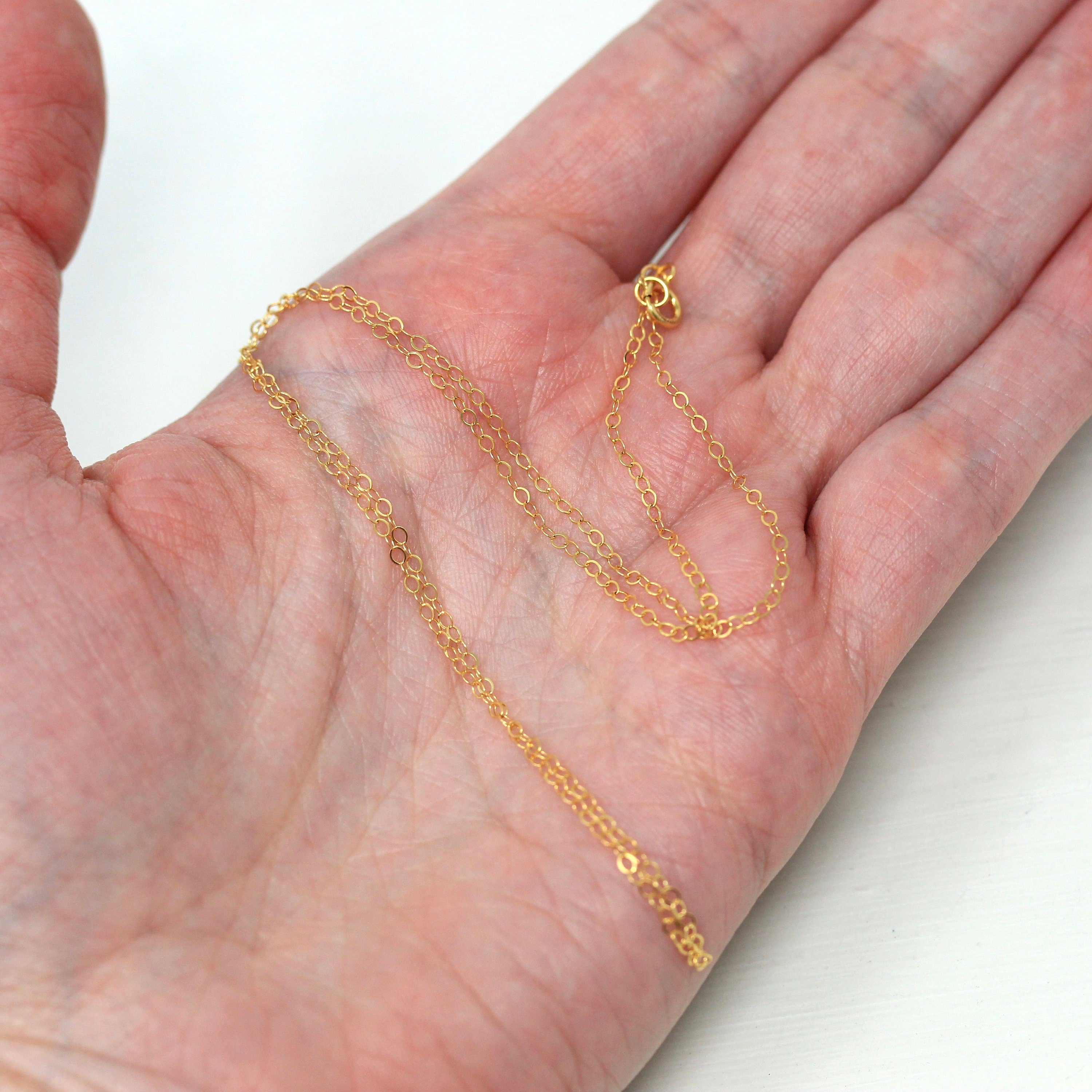 Gold Filled Chain - 16 Inch 14/20 GF Necklace - 1.2 mm Curb Neck Chain with Spring Ring - Bright Finish Brand New Wholesale Jewelry Supply