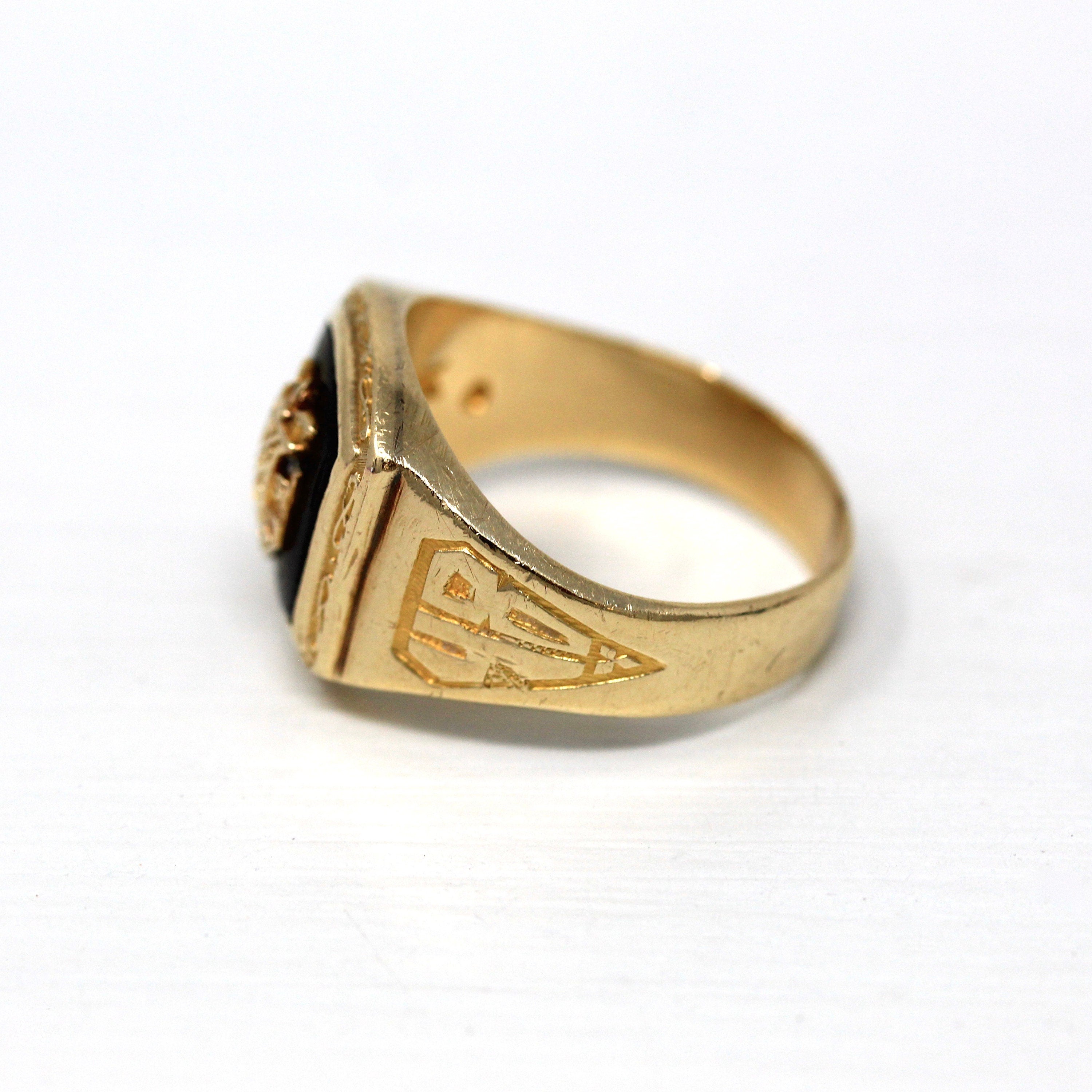 Ephrata High School Ring - Retro 10k Yellow Gold Pennsylvania Class Signet - Vintage Dated 1948 PA Education Statement Fine 40s Jewelry