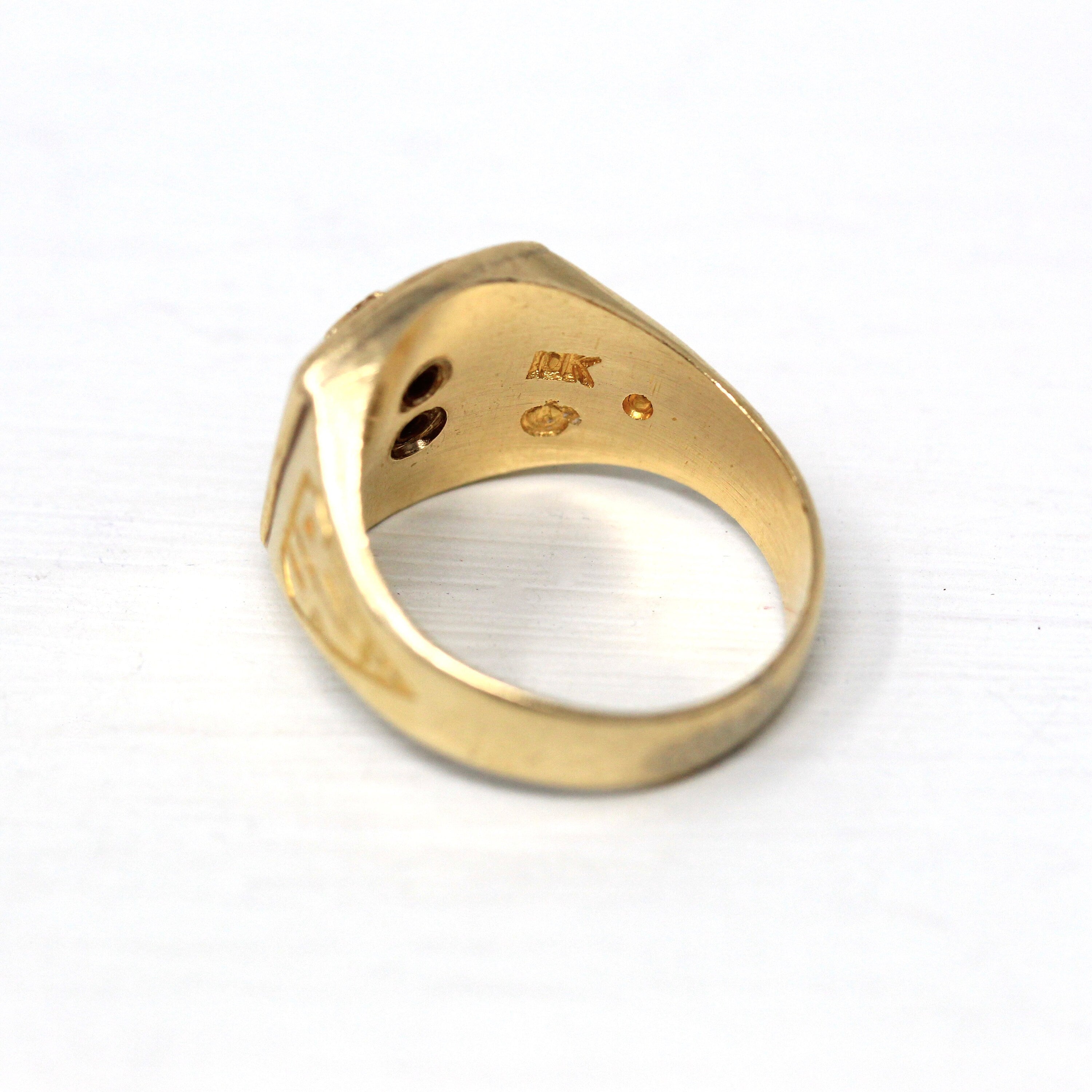Ephrata High School Ring - Retro 10k Yellow Gold Pennsylvania Class Signet - Vintage Dated 1948 PA Education Statement Fine 40s Jewelry