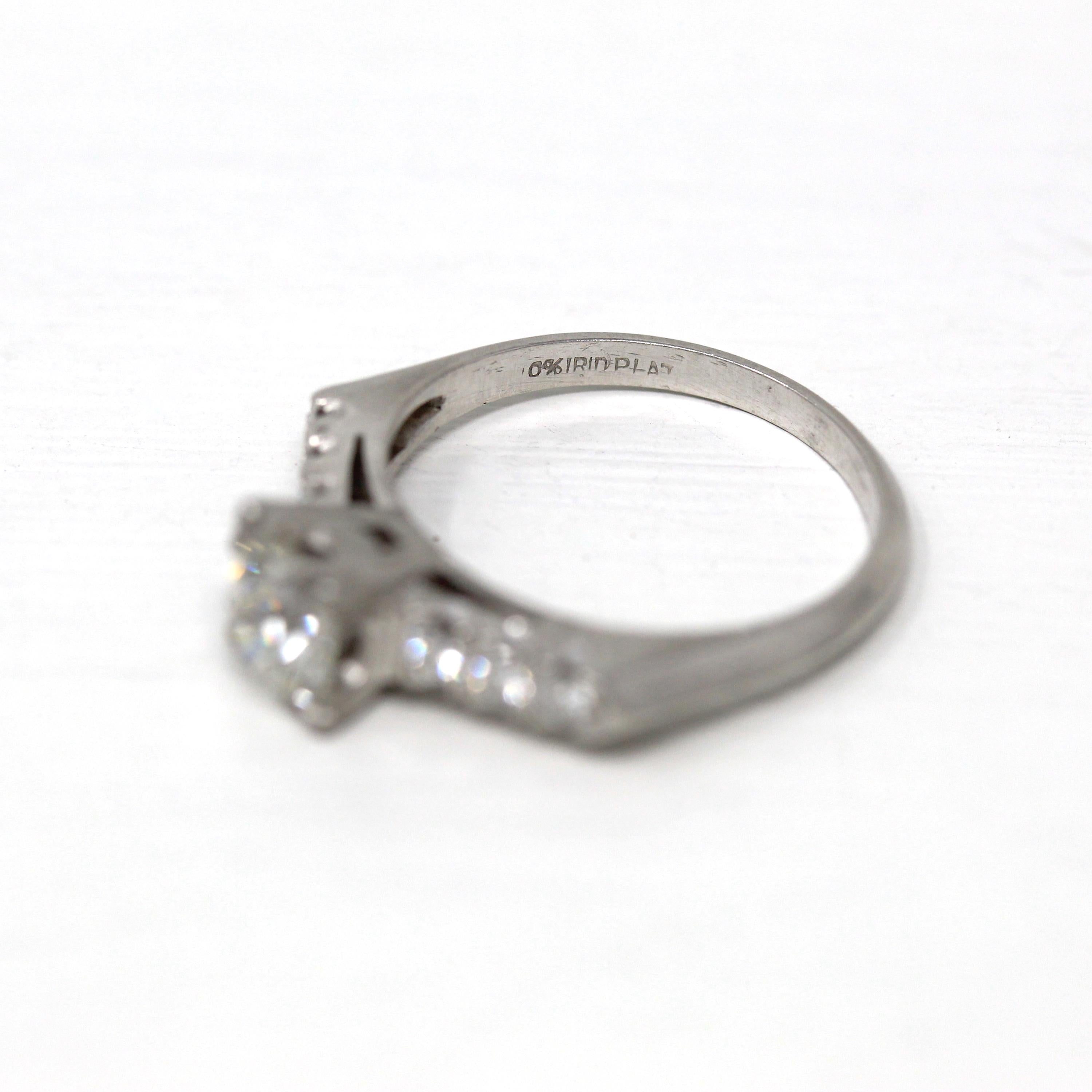 Vintage Engagement Ring - Platinum Old European Cut 1.04 Carat Diamond Statement - Size 7 Mid Century 1950s Era GIA Report Fine 50s Jewelry