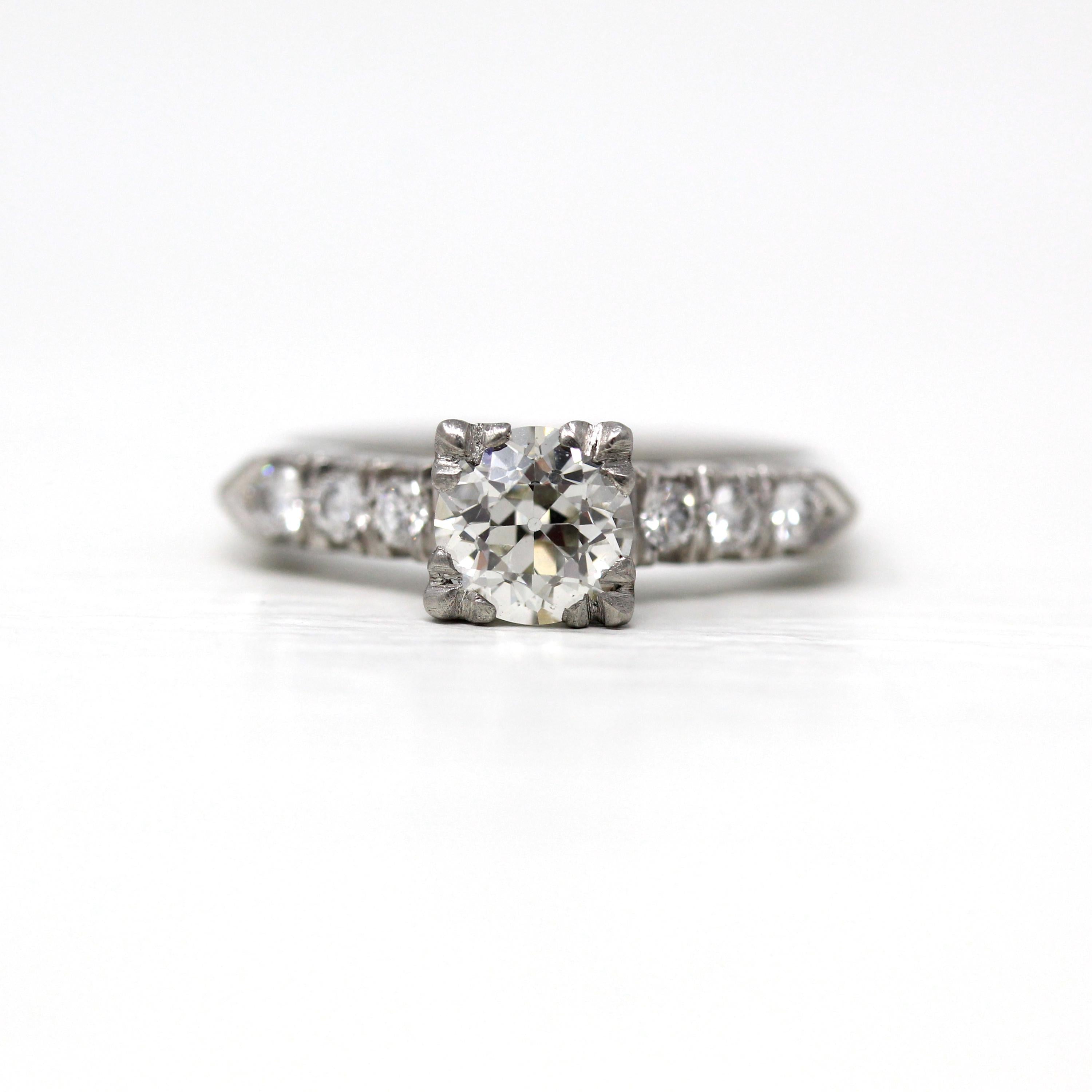 Vintage Engagement Ring - Platinum Old European Cut 1.04 Carat Diamond Statement - Size 7 Mid Century 1950s Era GIA Report Fine 50s Jewelry