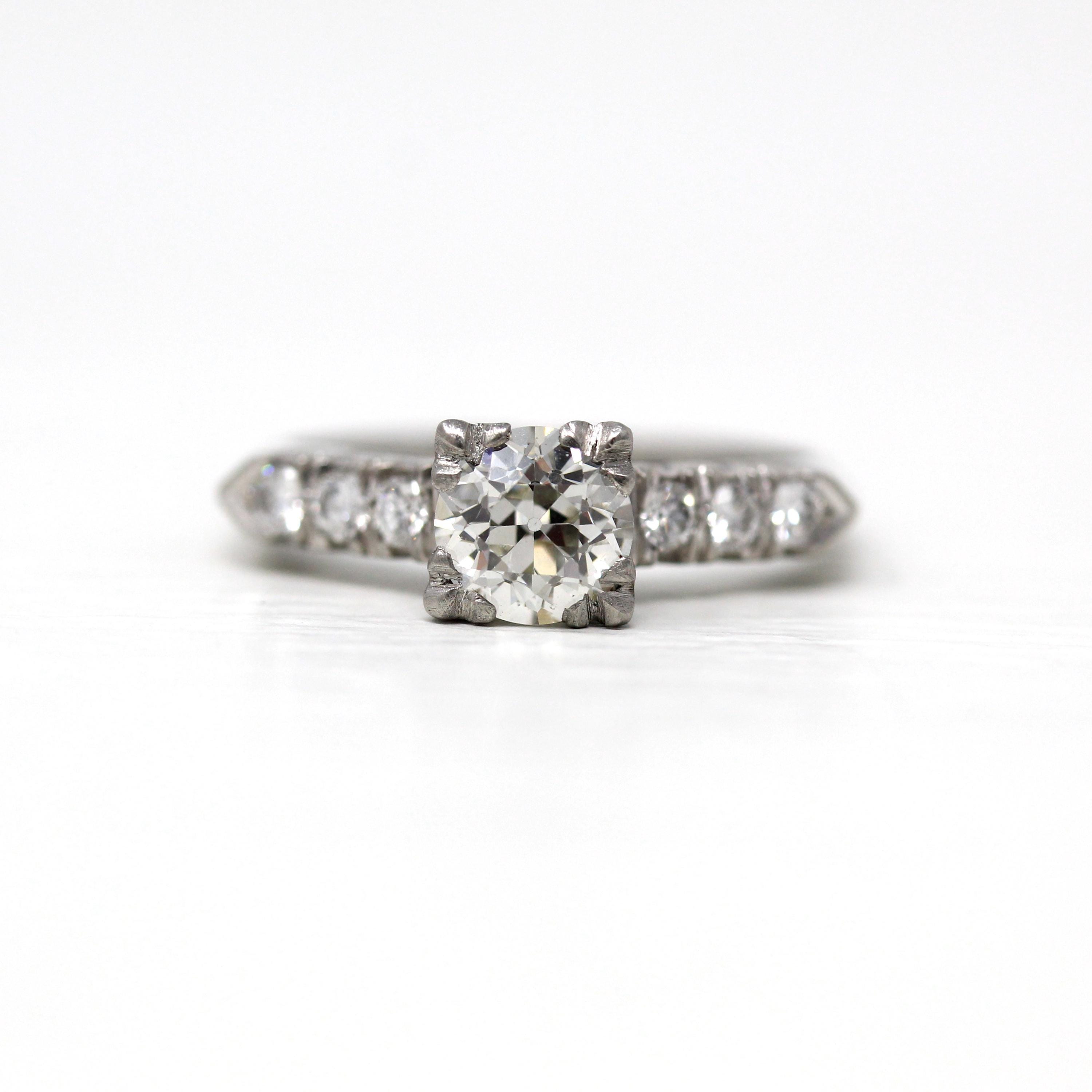 Vintage Engagement Ring - Platinum Old European Cut 1.04 Carat Diamond Statement - Size 7 Mid Century 1950s Era GIA Report Fine 50s Jewelry