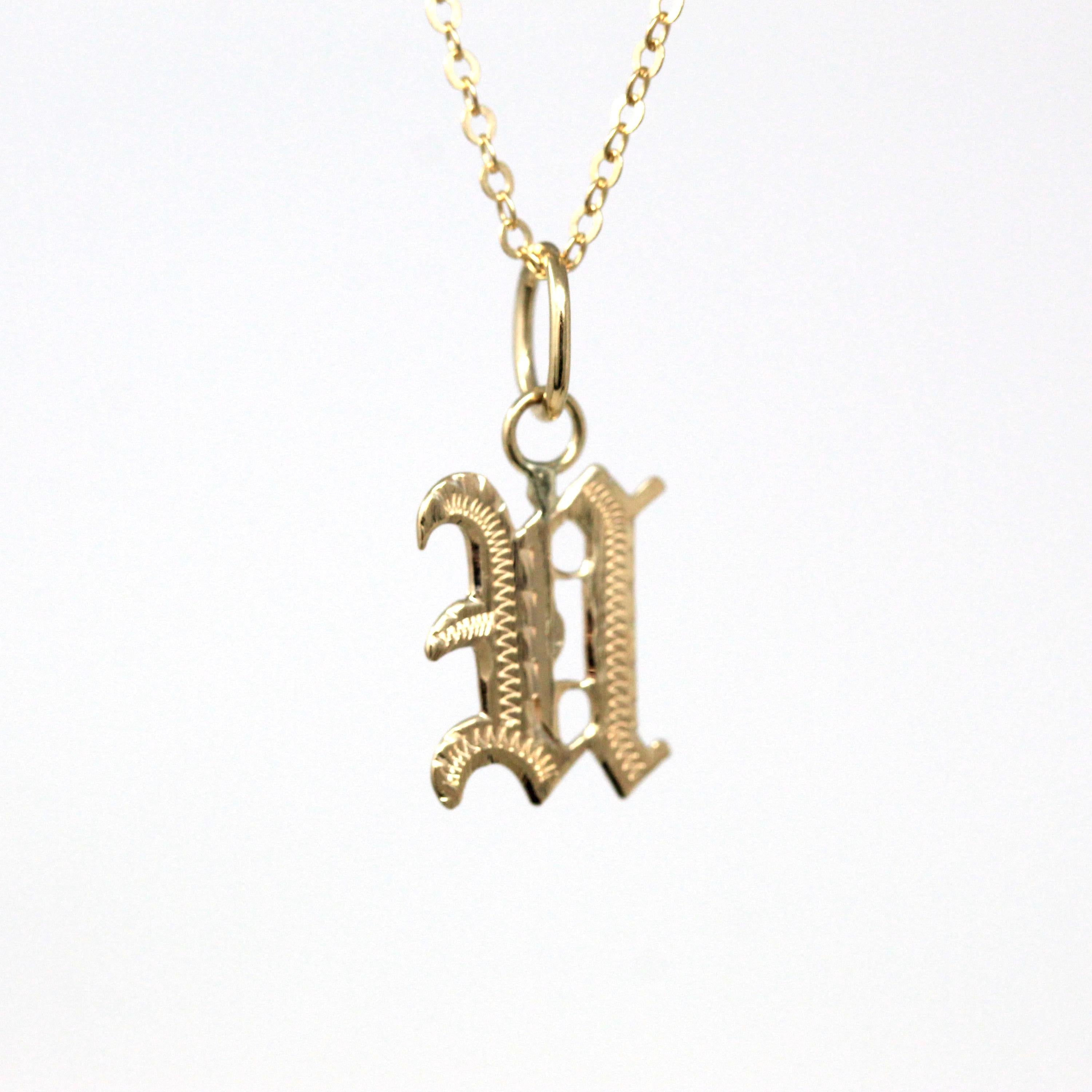 Letter "U" Charm - Art Deco 10k & 14k Gold Initial Old English Style Pendant Necklace - Vintage Circa 1930s Ostby Barton Fine 30s Jewelry