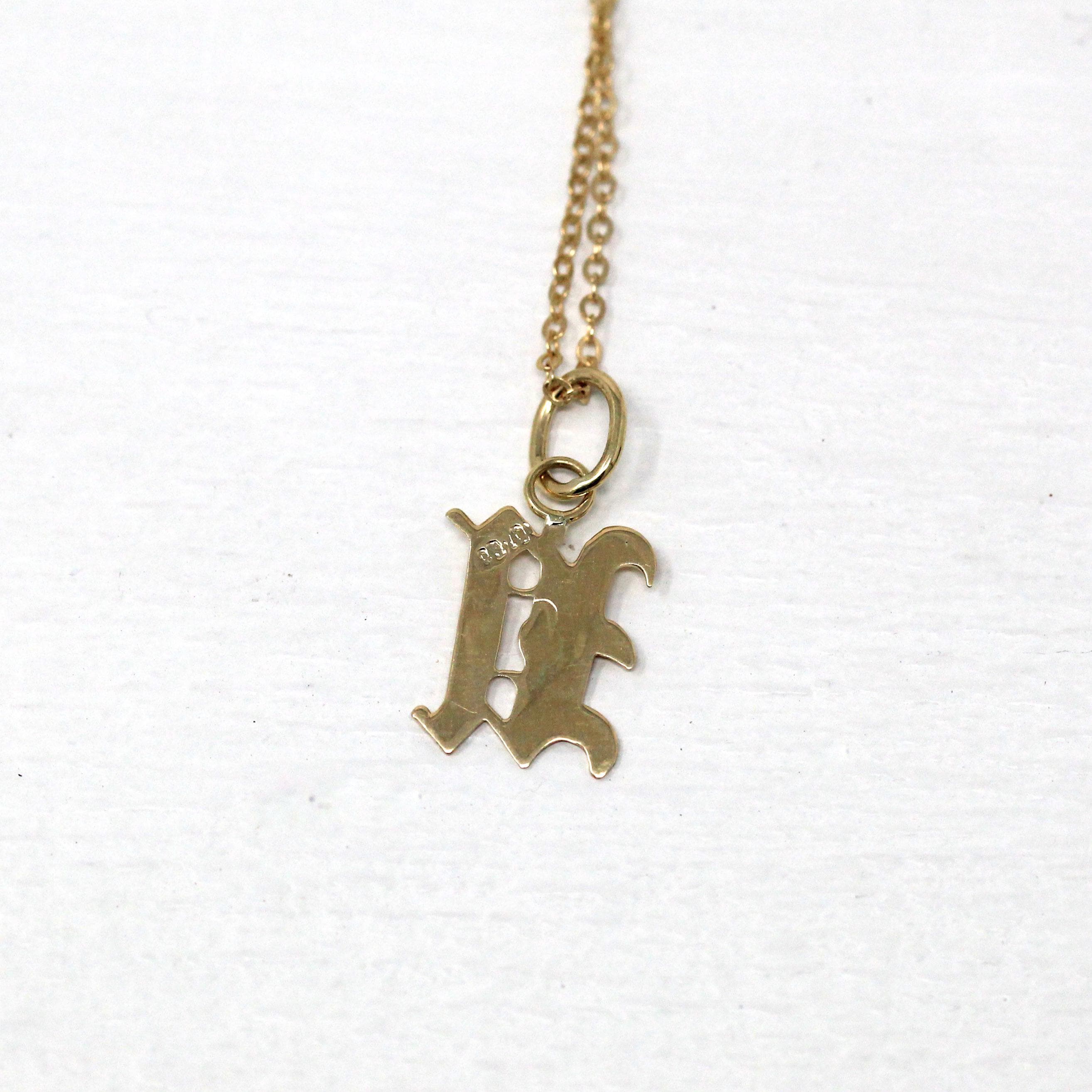 Letter "U" Charm - Art Deco 10k & 14k Gold Initial Old English Style Pendant Necklace - Vintage Circa 1930s Ostby Barton Fine 30s Jewelry