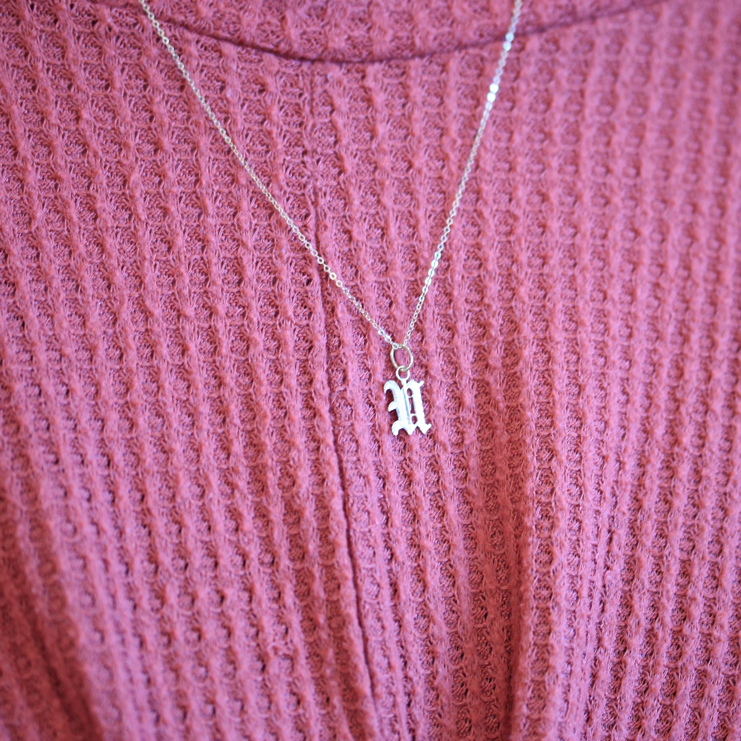 Letter "U" Charm - Art Deco 10k & 14k Gold Initial Old English Style Pendant Necklace - Vintage Circa 1930s Ostby Barton Fine 30s Jewelry