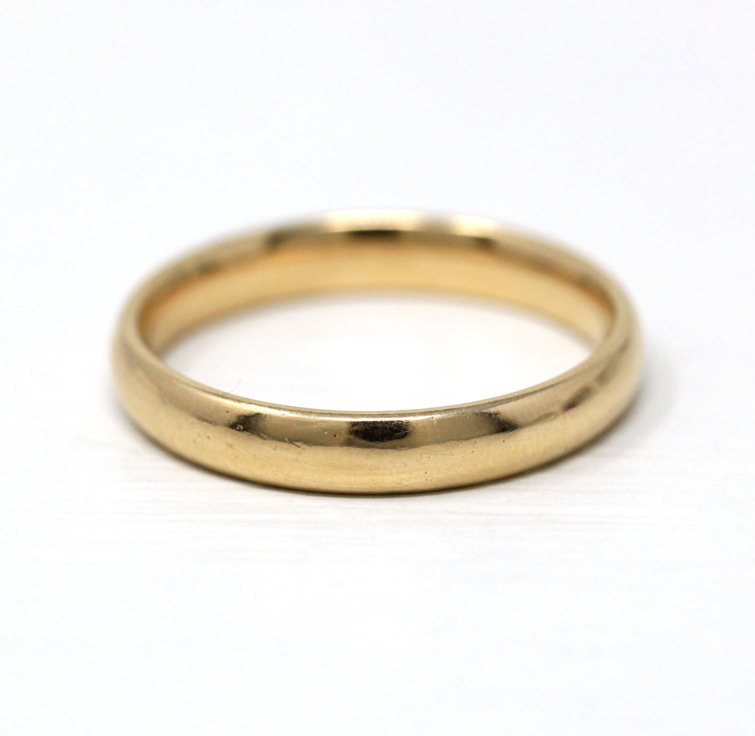 Modern Wedding Band - Estate 14k Yellow Gold Simple Unadorned Ring - Circa 2000s Era Size 12 1/2 Stacking Statement Tessler & Weiss Jewelry