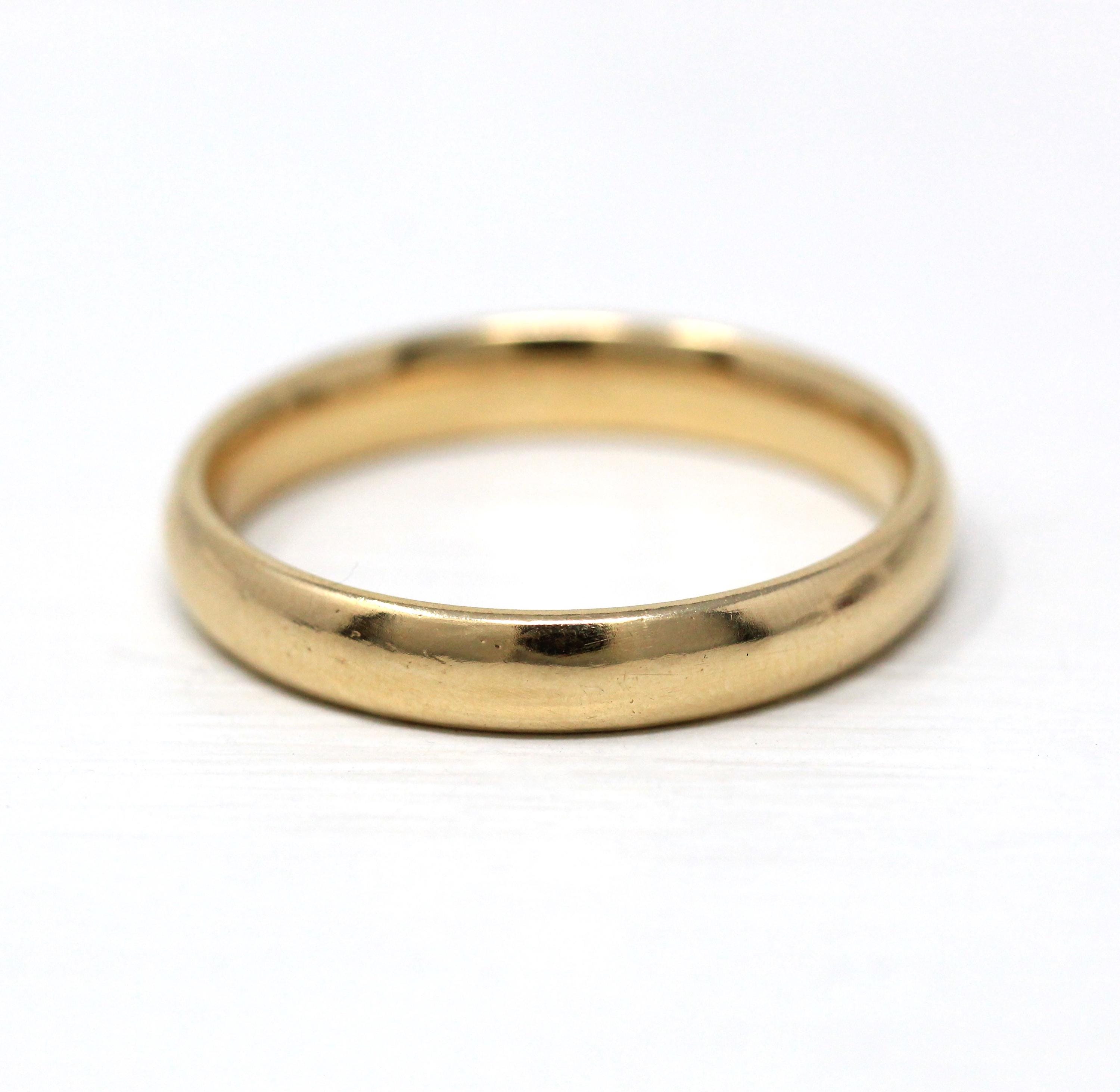 Modern Wedding Band - Estate 14k Yellow Gold Simple Unadorned Ring - Circa 2000s Era Size 12 1/2 Stacking Statement Tessler & Weiss Jewelry