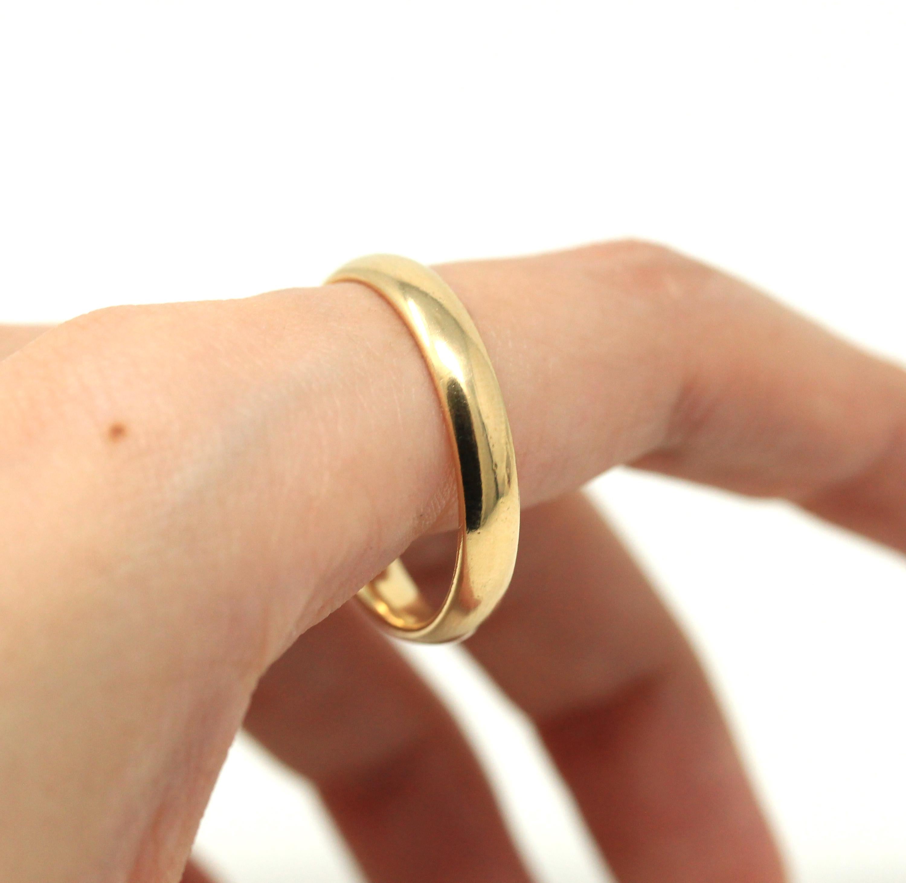 Modern Wedding Band - Estate 14k Yellow Gold Simple Unadorned Ring - Circa 2000s Era Size 12 1/2 Stacking Statement Tessler & Weiss Jewelry