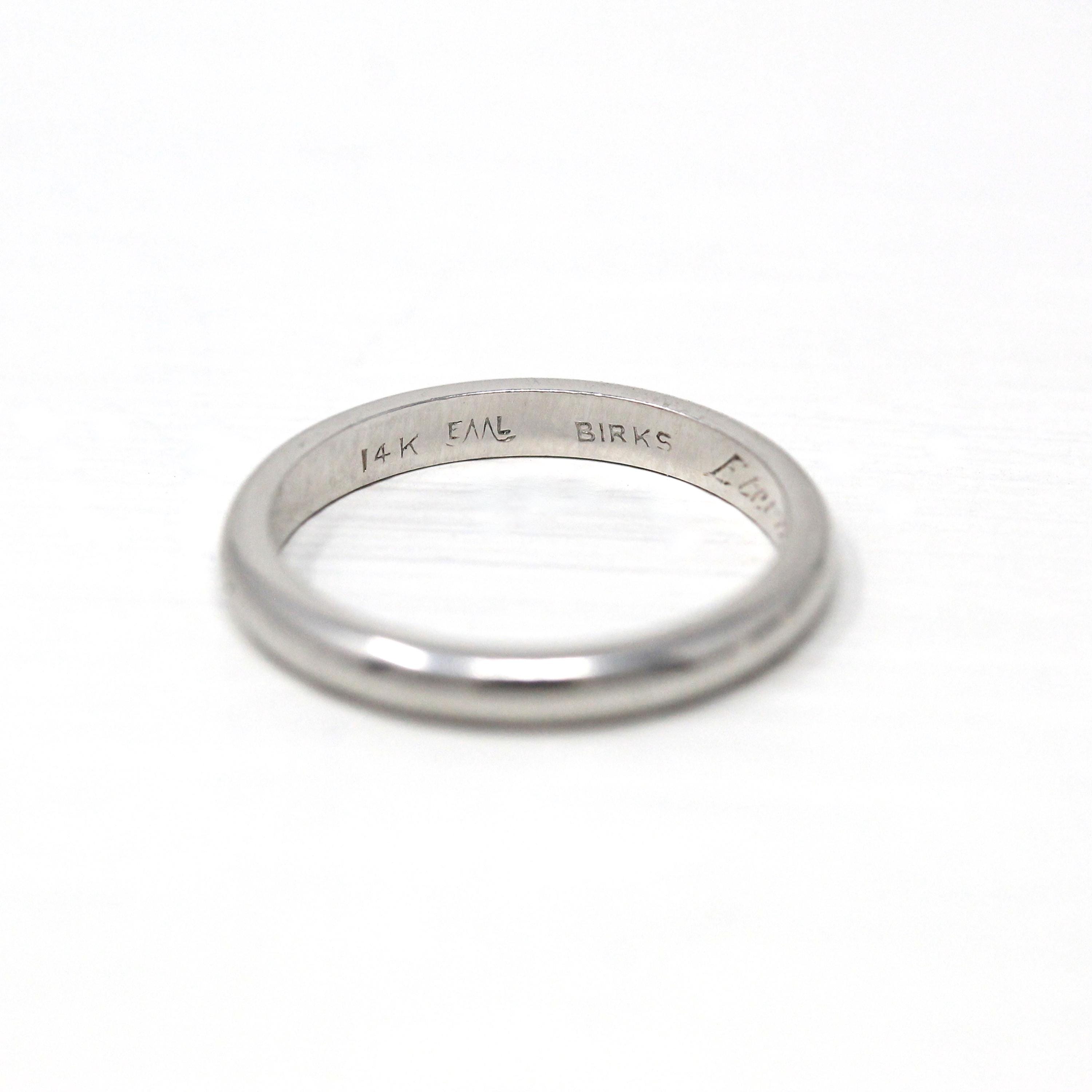 Dated 1971 Band - Vintage 14k White Gold Engraved "Eternal love 6-26-71" Ring - Retro Circa 1970s Era Size 4 1/2 Unisex Wedding Fine Jewelry