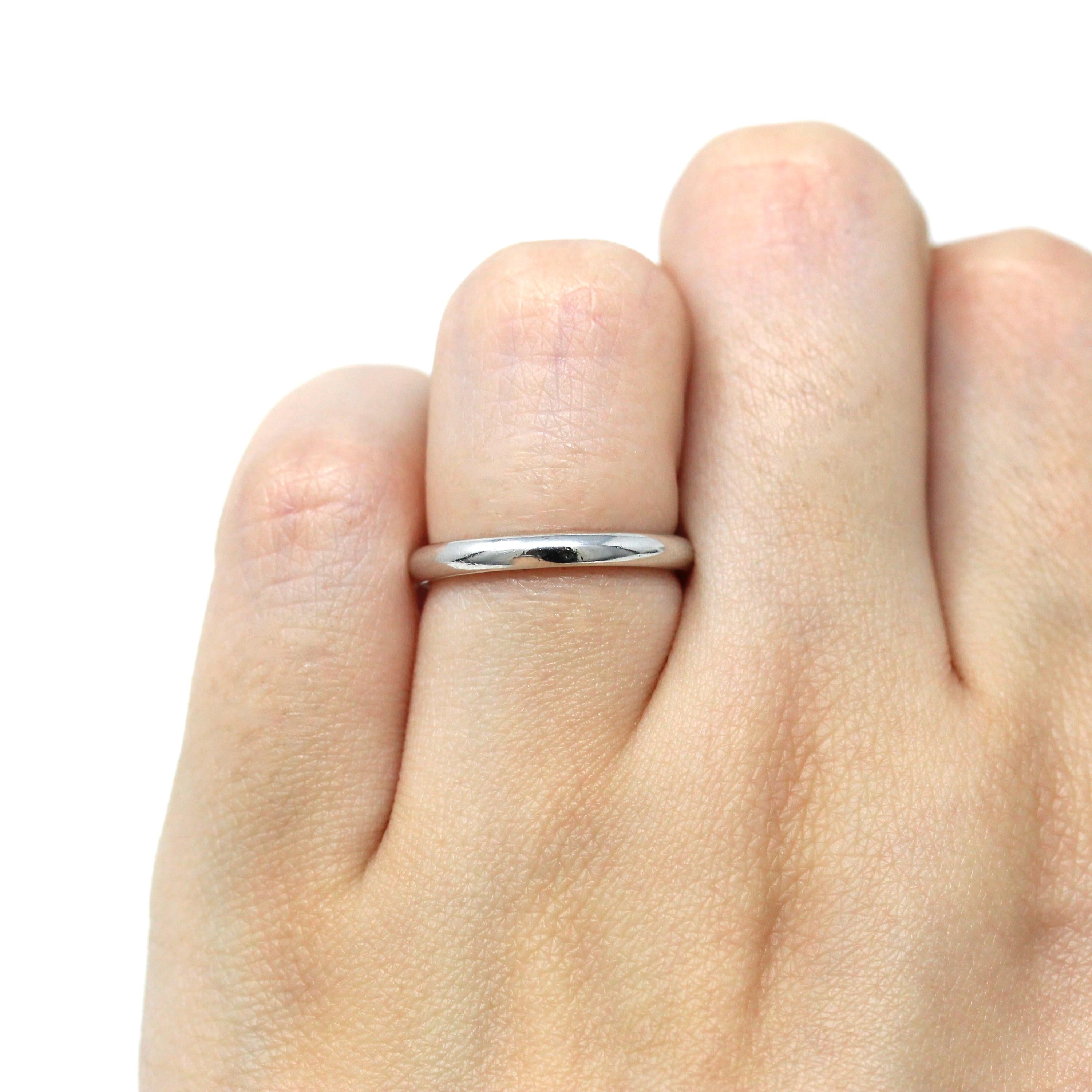 Dated 1971 Band - Vintage 14k White Gold Engraved "Eternal love 6-26-71" Ring - Retro Circa 1970s Era Size 4 1/2 Unisex Wedding Fine Jewelry