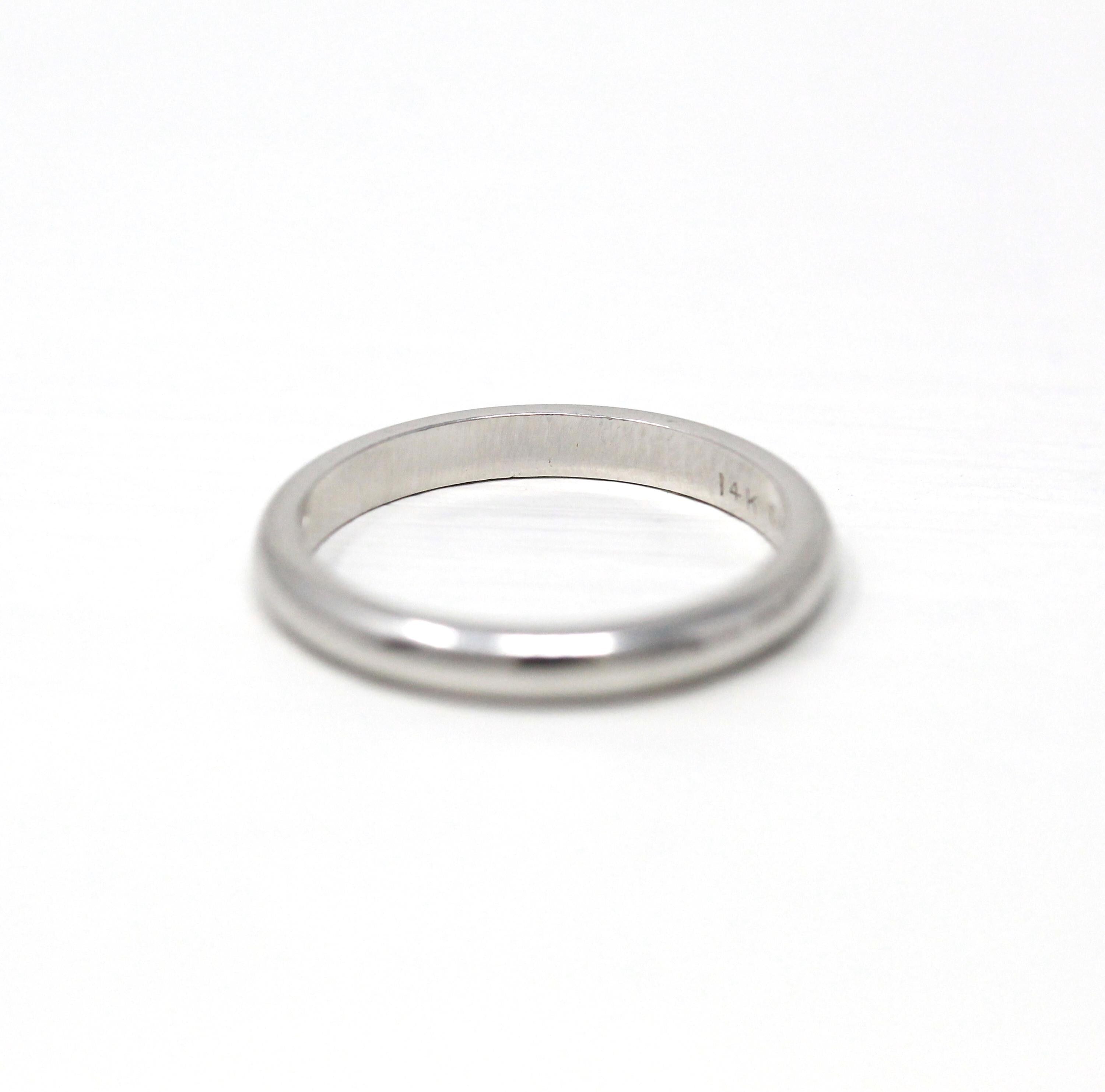 Dated 1971 Band - Vintage 14k White Gold Engraved "Eternal love 6-26-71" Ring - Retro Circa 1970s Era Size 4 1/2 Unisex Wedding Fine Jewelry