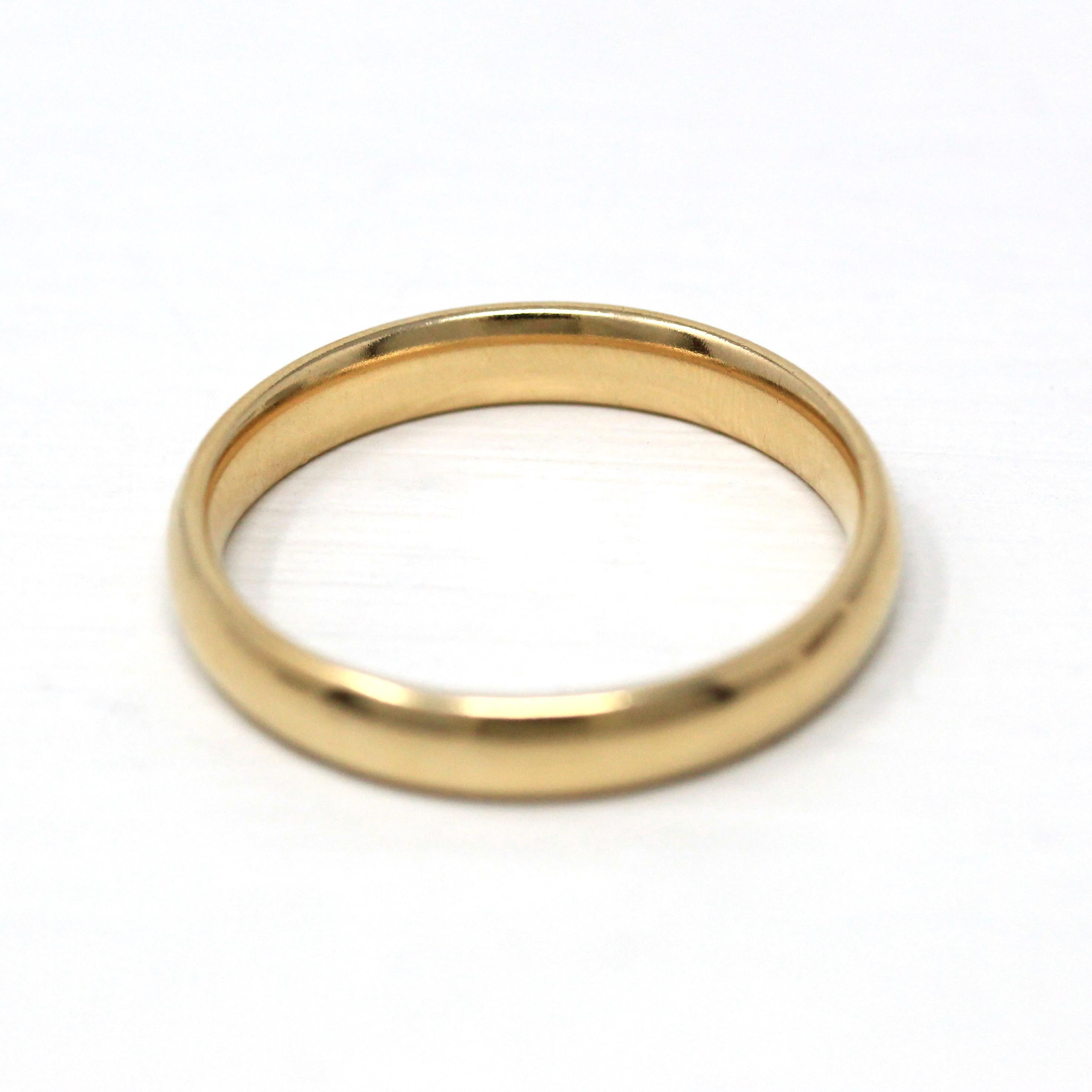 Modern Wedding Band - Estate 14k Yellow Gold Simple Unadorned Ring - Circa 2000s Era Size 12 1/2 Stacking Statement Tessler & Weiss Jewelry
