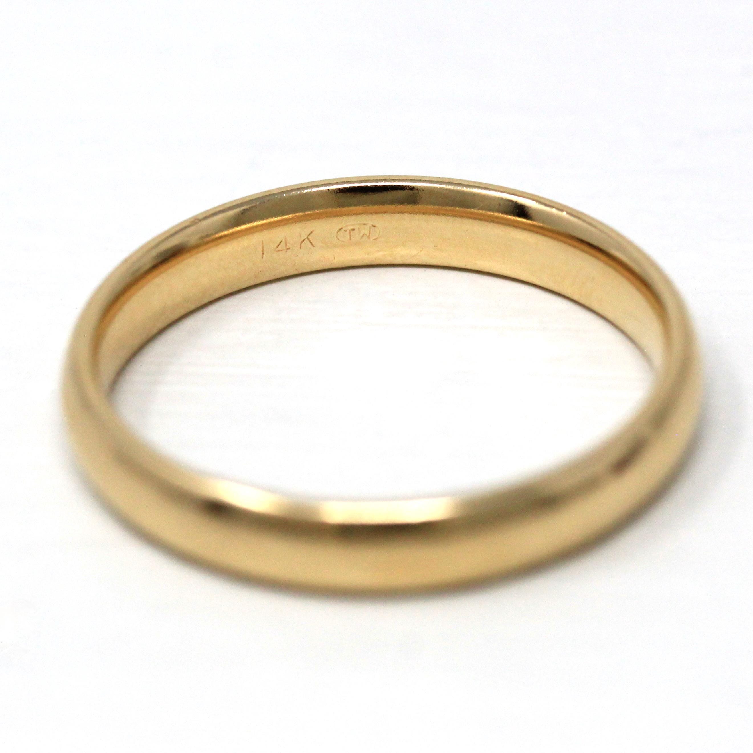 Modern Wedding Band - Estate 14k Yellow Gold Simple Unadorned Ring - Circa 2000s Era Size 12 1/2 Stacking Statement Tessler & Weiss Jewelry