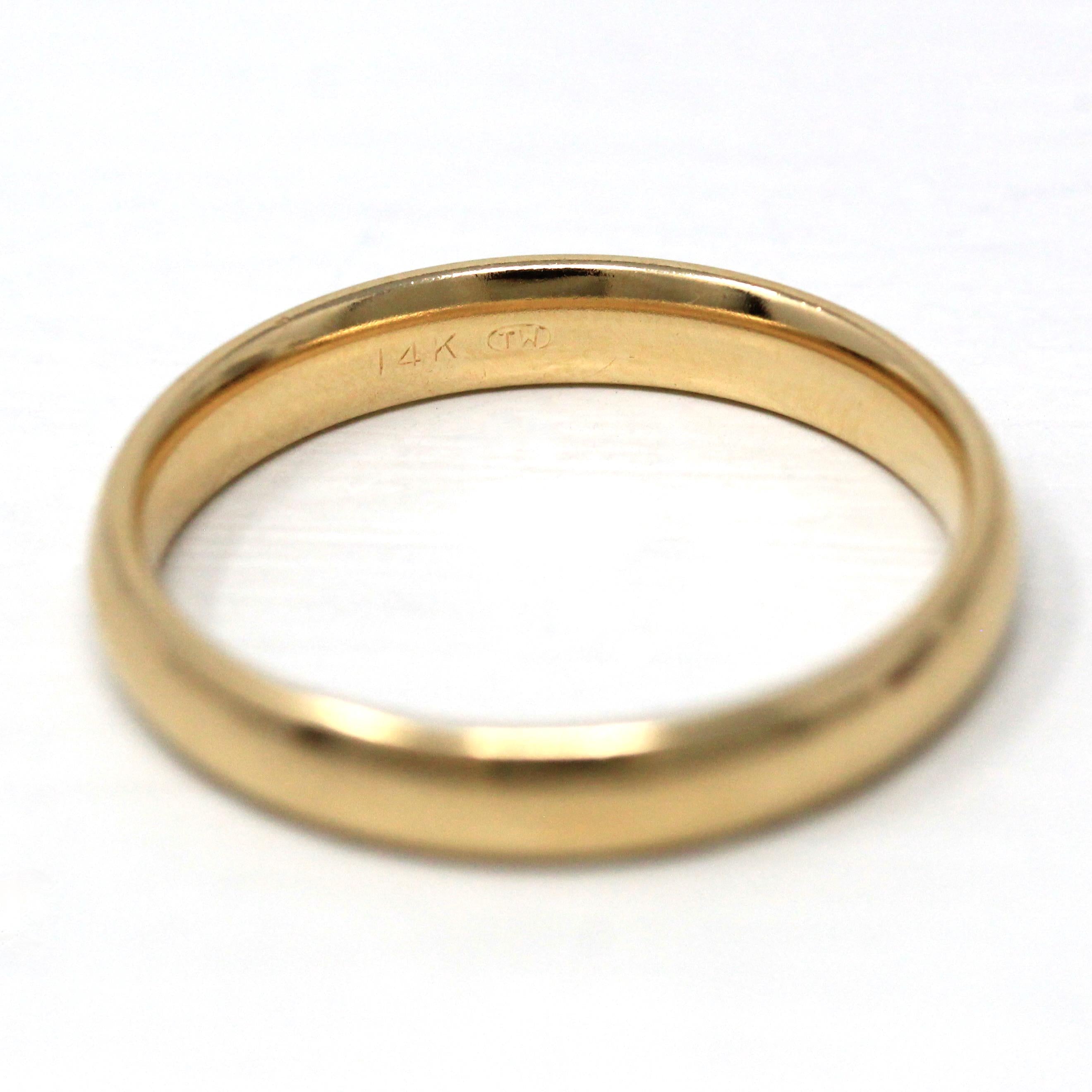Modern Wedding Band - Estate 14k Yellow Gold Simple Unadorned Ring - Circa 2000s Era Size 12 1/2 Stacking Statement Tessler & Weiss Jewelry
