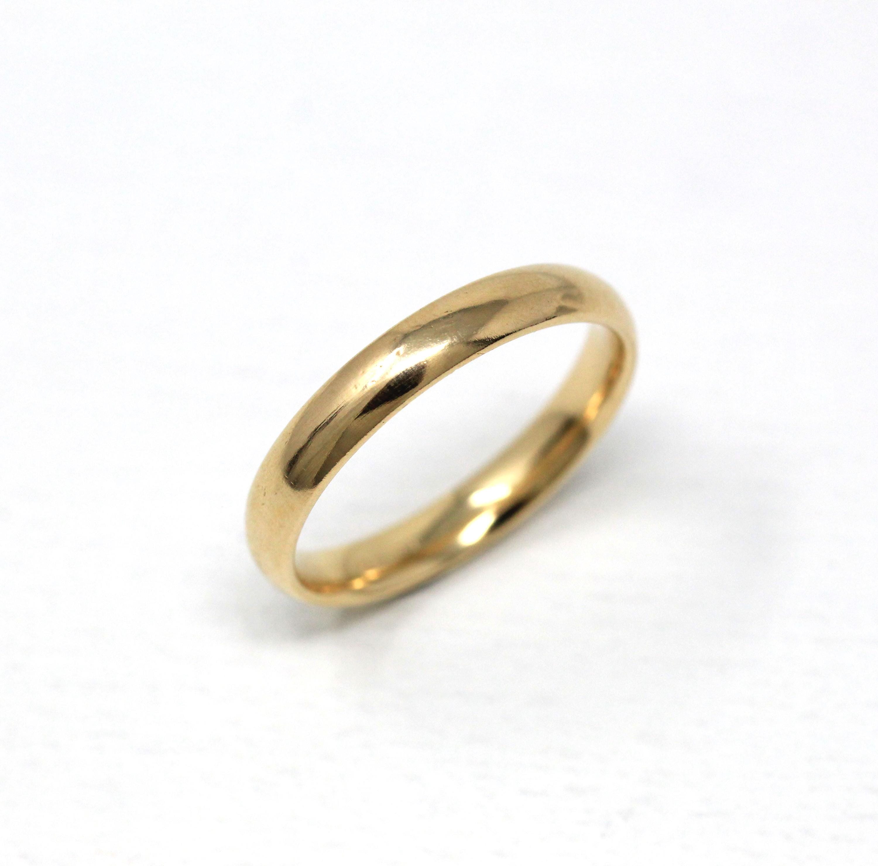 Modern Wedding Band - Estate 14k Yellow Gold Simple Unadorned Ring - Circa 2000s Era Size 12 1/2 Stacking Statement Tessler & Weiss Jewelry