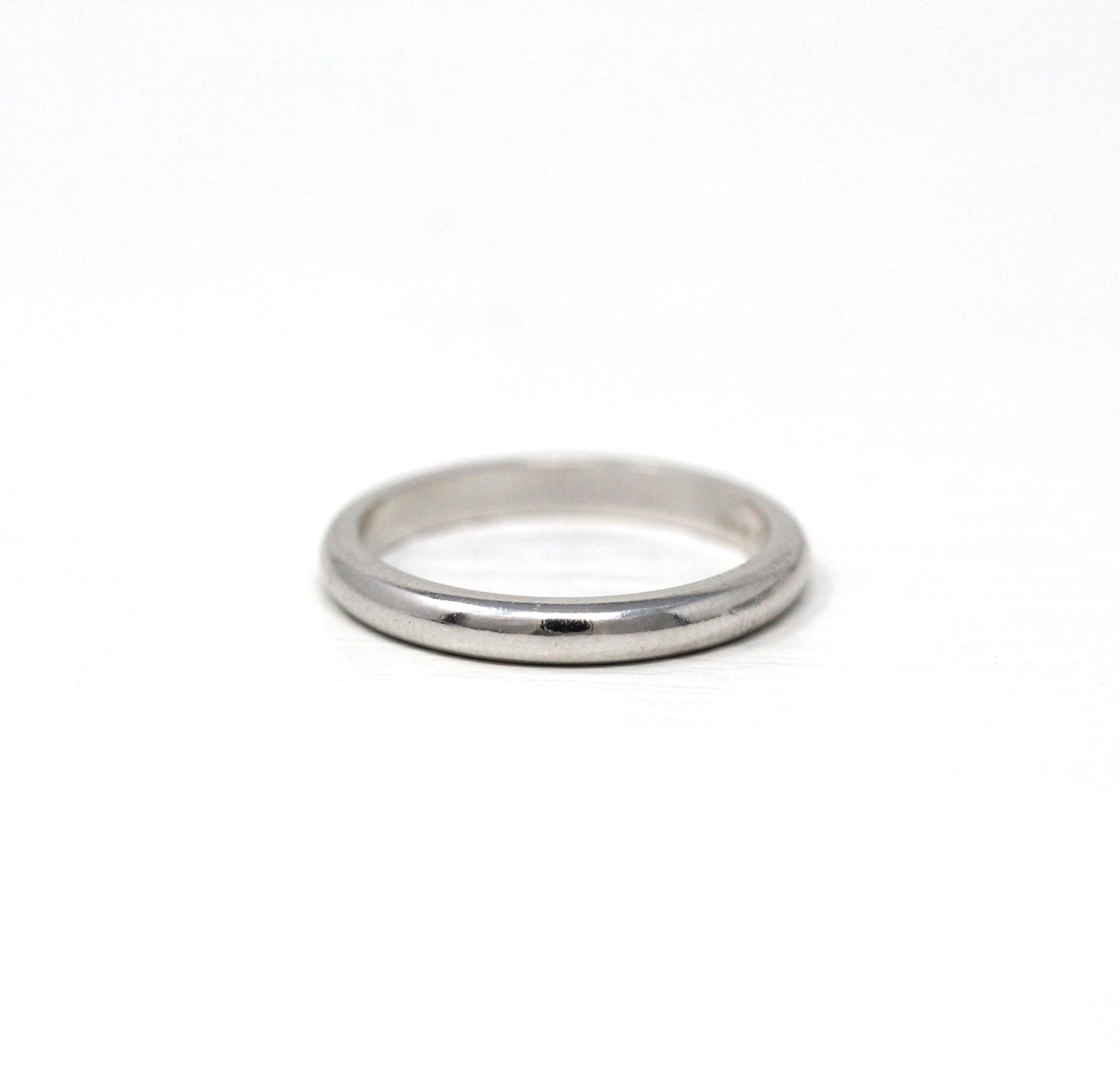 Dated 1971 Band - Vintage 14k White Gold Engraved "Eternal love 6-26-71" Ring - Retro Circa 1970s Era Size 4 1/2 Unisex Wedding Fine Jewelry