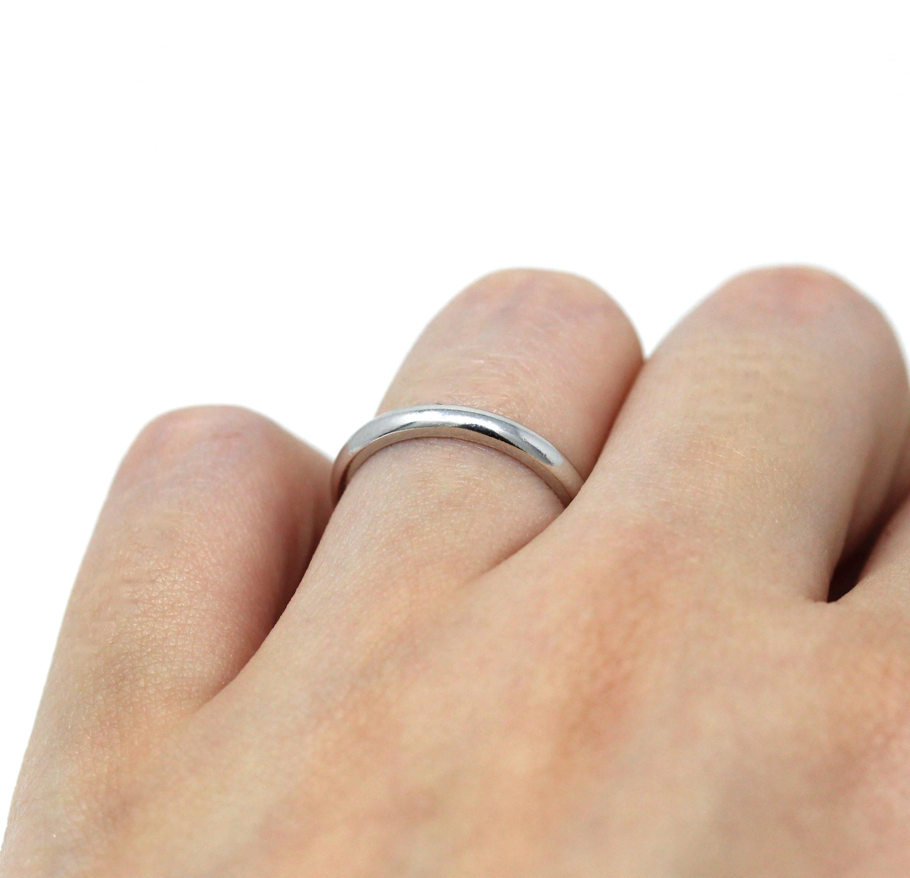 Dated 1971 Band - Vintage 14k White Gold Engraved "Eternal love 6-26-71" Ring - Retro Circa 1970s Era Size 4 1/2 Unisex Wedding Fine Jewelry