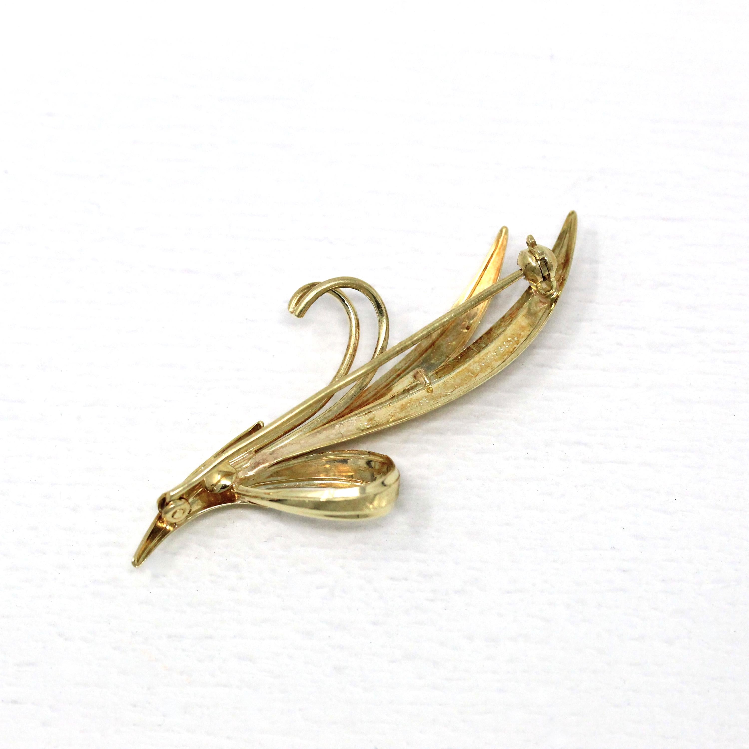 Tiffany & Co. Brooch - Estate 14k Yellow Gold Bouquet of Leaves Pin - Circa 1980s Era Tiffany's Made In Germany Statement Accessory Jewelry