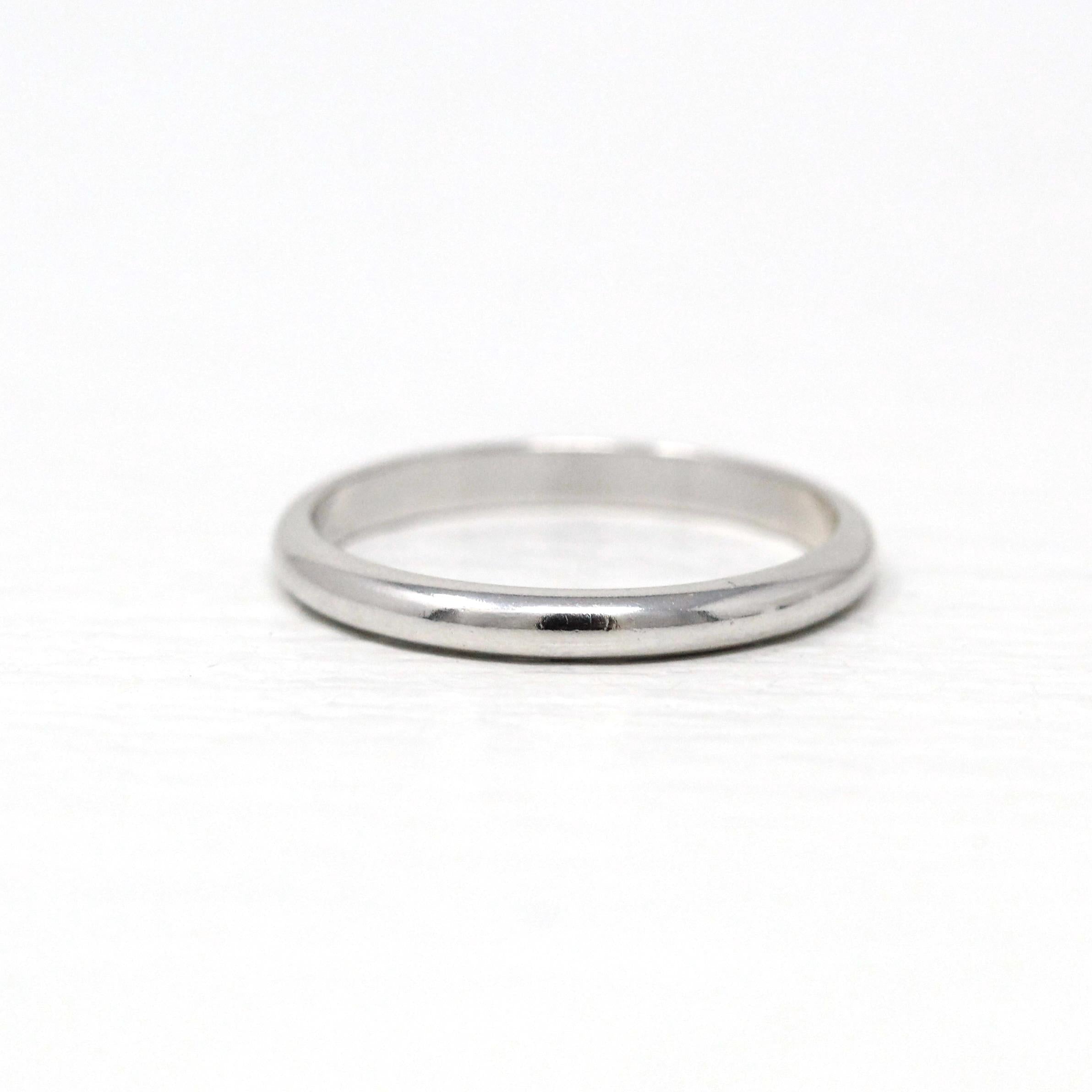 Estate Wedding Band - Modern 14k White Gold Unadorned Simplistic Minimalist - Circa 2000's Era Size 5 3/4 Stacking Frederick Goldman Jewelry