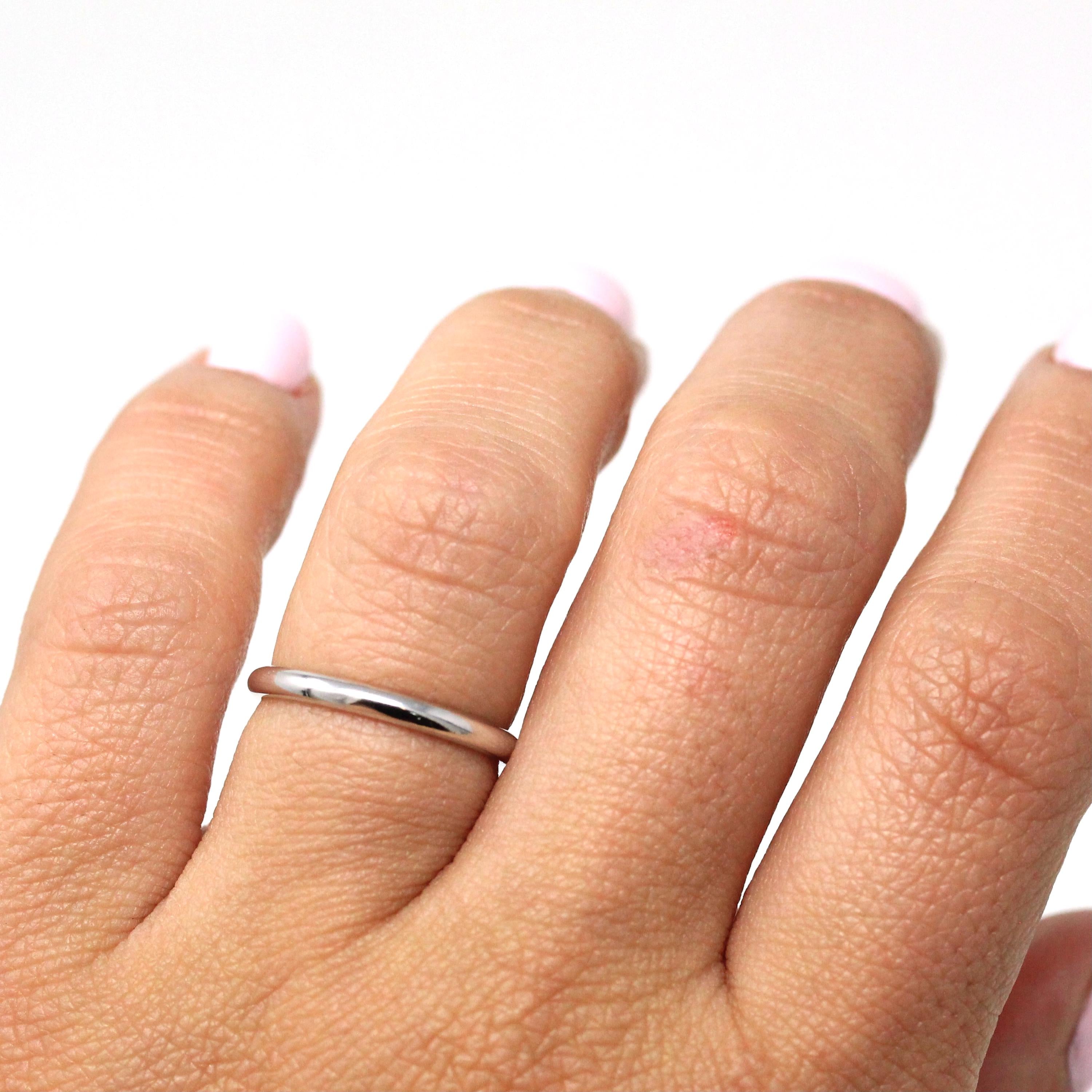 Estate Wedding Band - Modern 14k White Gold Unadorned Simplistic Minimalist - Circa 2000's Era Size 5 3/4 Stacking Frederick Goldman Jewelry