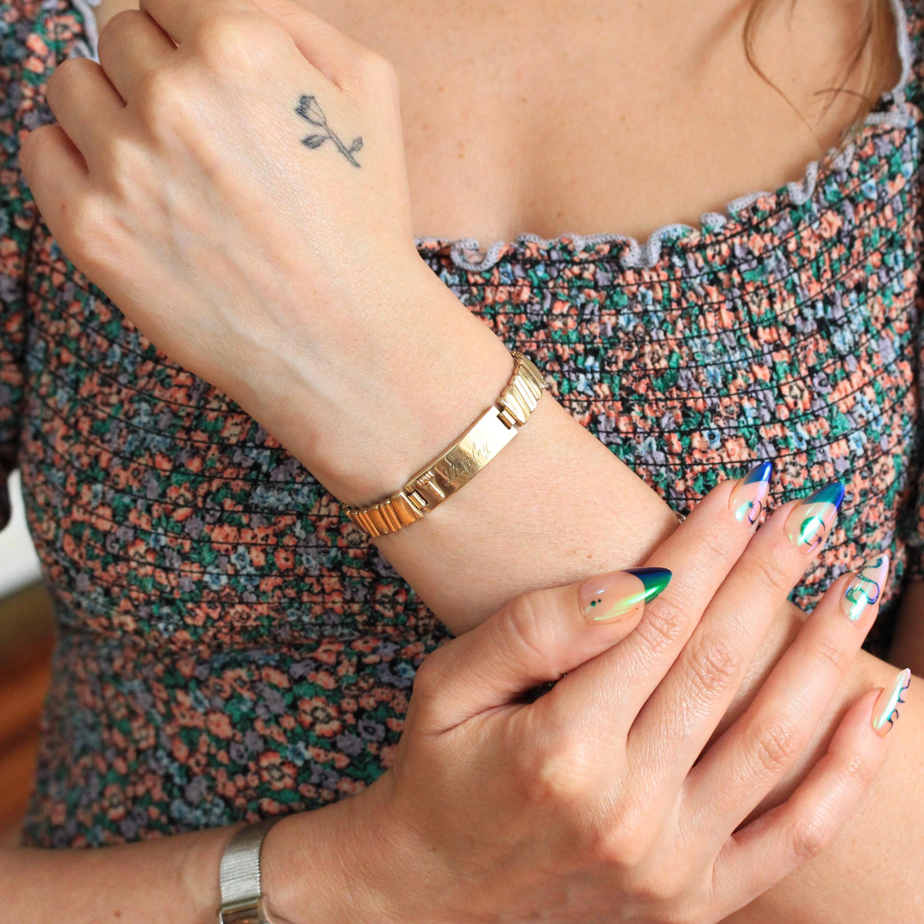 Vintage Expansion Bracelet - Retro 10k Gold Filled Expanding Stretch Link "Shirley" Gavel - Circa 1940s Statement Fashion Accessory Jewelry