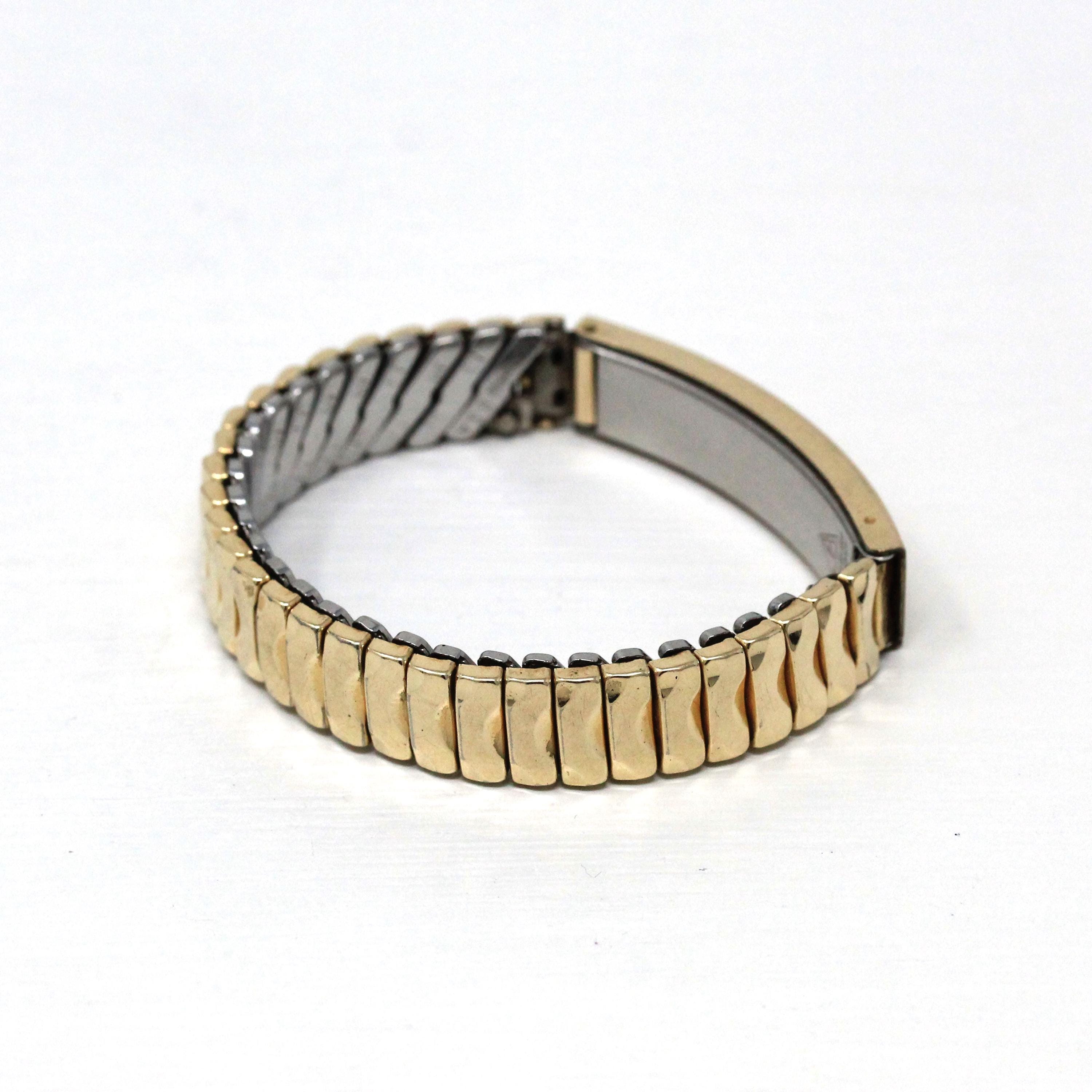 Vintage Expansion Bracelet - Retro 12k Gold Filled Expanding Stretch Link Initials "DAW" - Circa 1940s Statement Fashion Accessory Jewelry