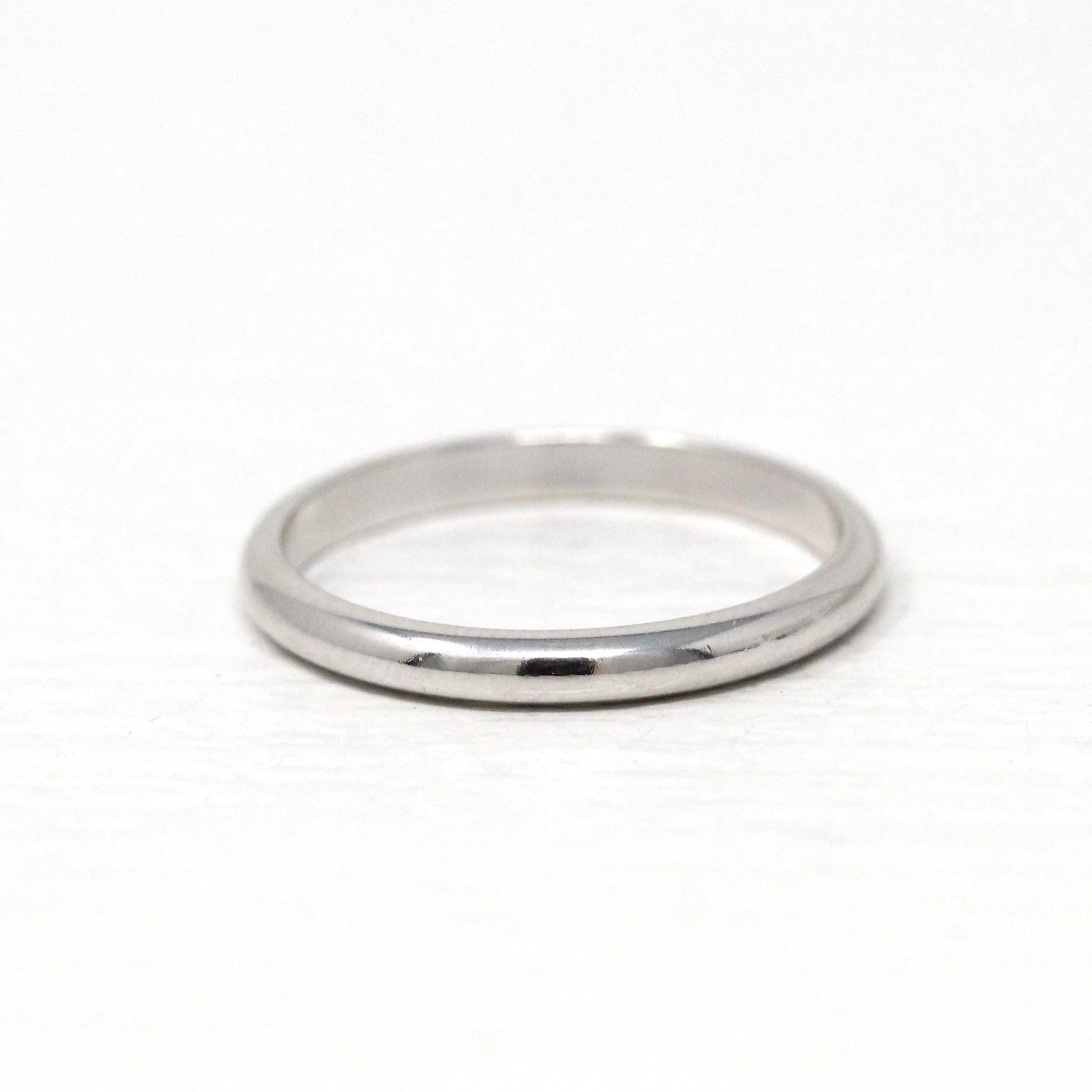 Estate Wedding Band - Modern 14k White Gold Unadorned Simplistic Minimalist - Circa 2000's Era Size 5 3/4 Stacking Frederick Goldman Jewelry