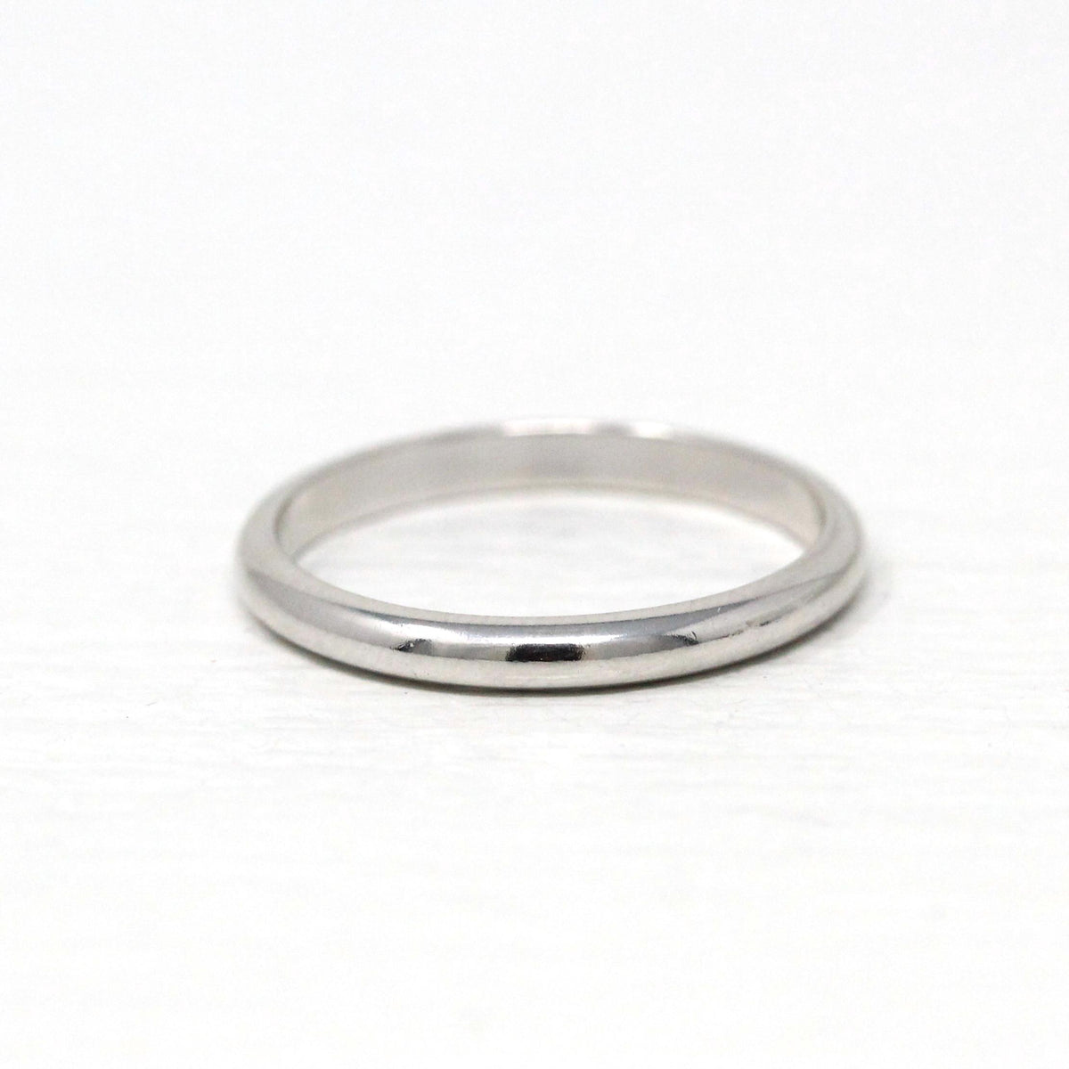 Estate Wedding Band - Modern 14k White Gold Unadorned Simplistic Minimalist - Circa 2000's Era Size 5 3/4 Stacking Frederick Goldman Jewelry