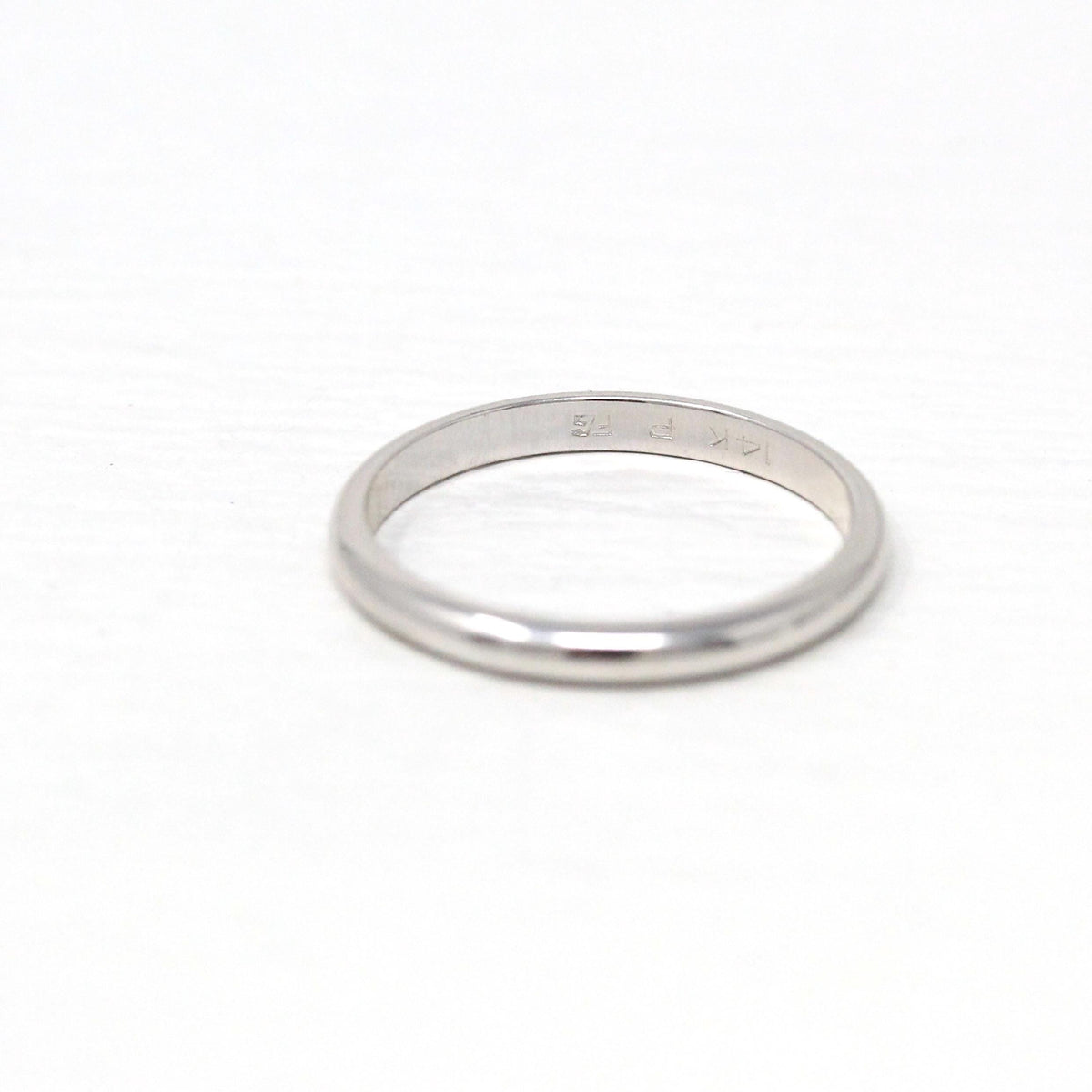 Estate Wedding Band - Modern 14k White Gold Unadorned Simplistic Minimalist - Circa 2000's Era Size 5 3/4 Stacking Frederick Goldman Jewelry