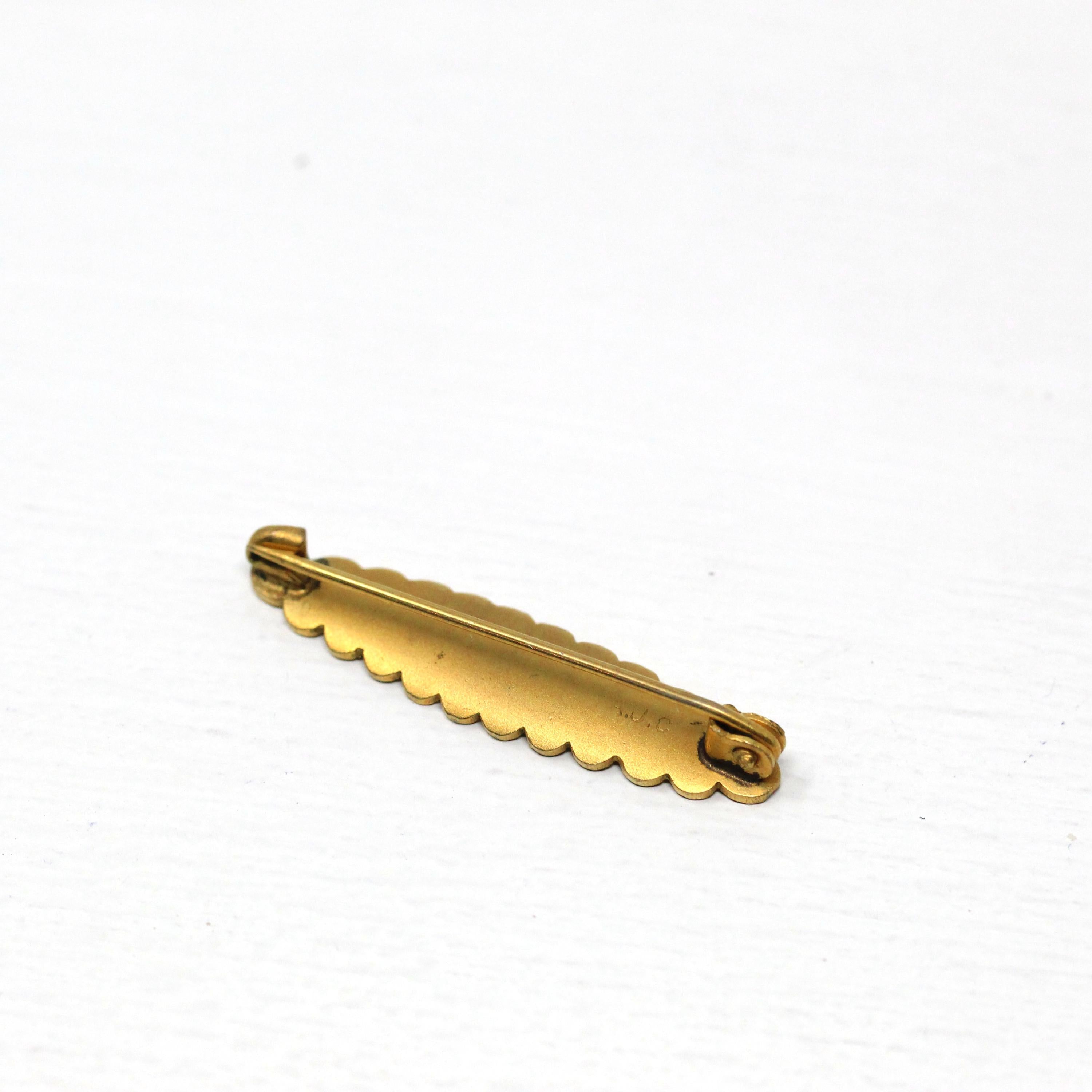 Antique Baby Brooch - Victorian Yellow Gold Fill Word Fashion Accessory Pin - Vintage Circa 1890s Fine Scalloped Cartouche Infant Jewelry