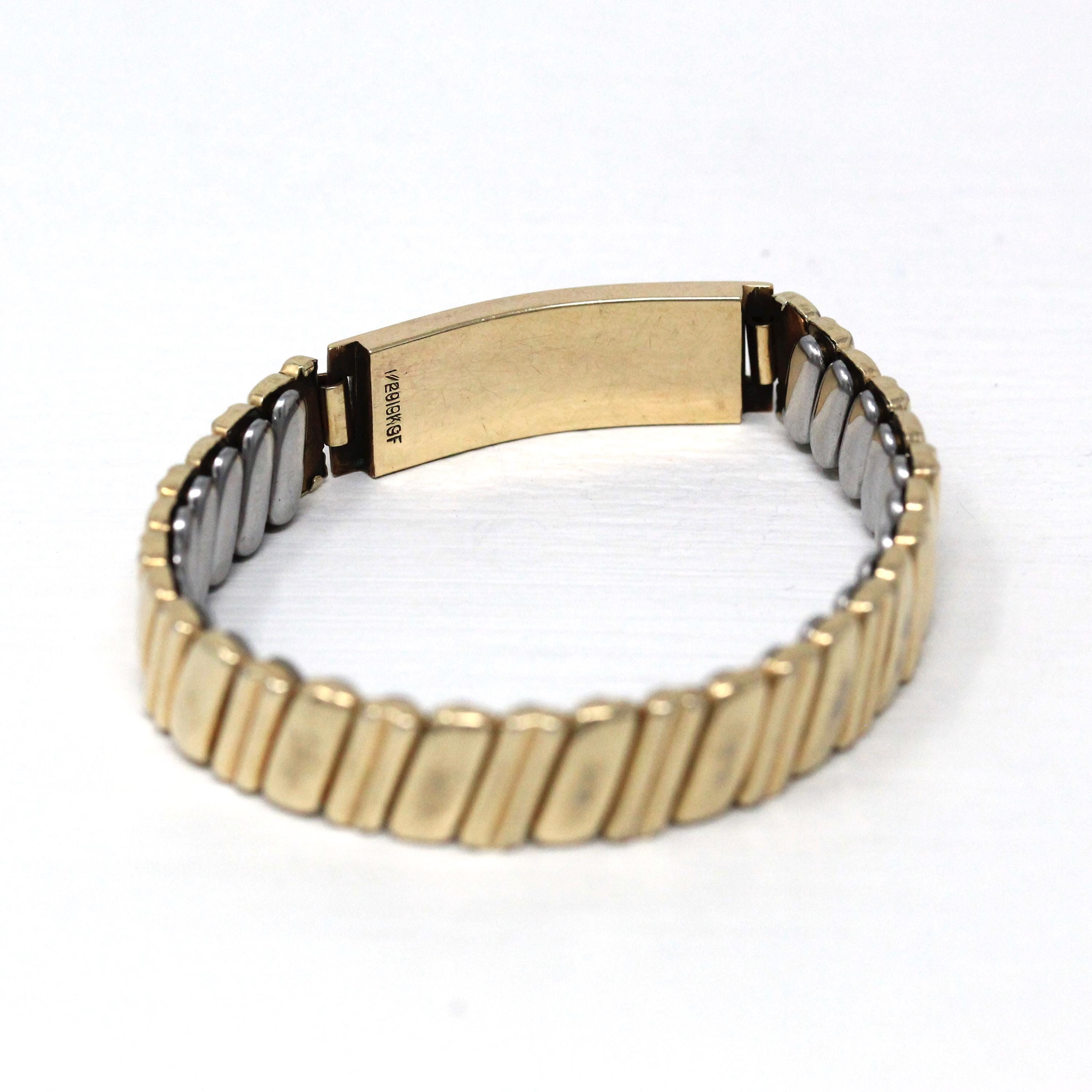 Vintage Expansion Bracelet - Retro 10k Gold Filled Expanding Stretch Link "Shirley" Gavel - Circa 1940s Statement Fashion Accessory Jewelry