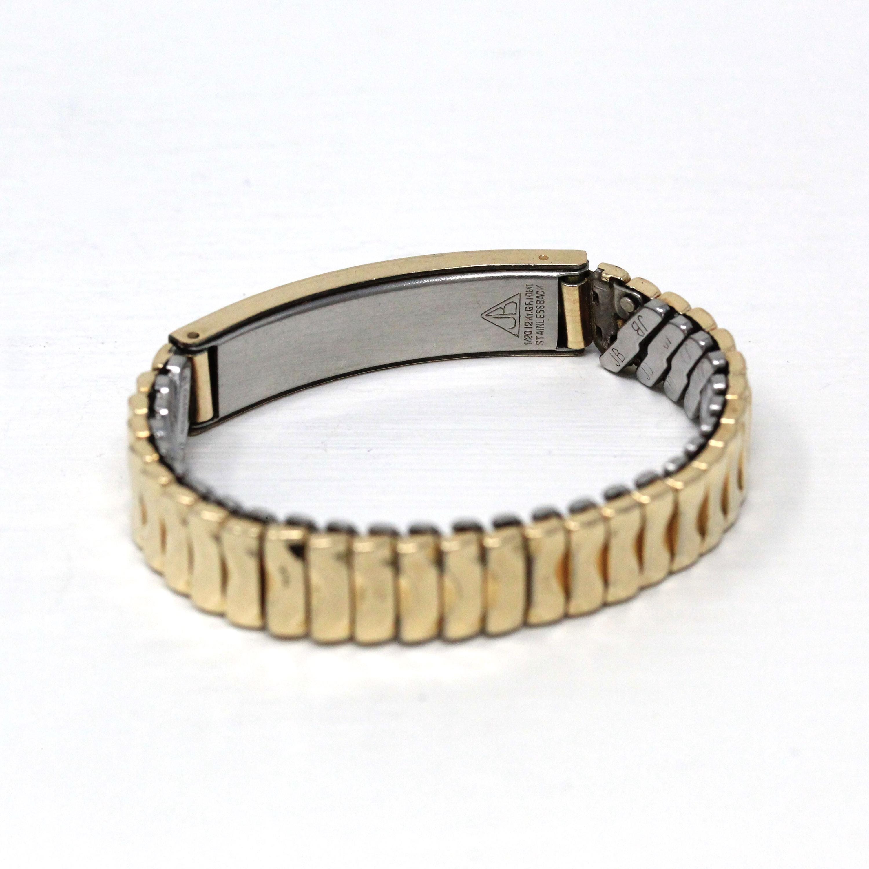 Vintage Expansion Bracelet - Retro 12k Gold Filled Expanding Stretch Link Initials "DAW" - Circa 1940s Statement Fashion Accessory Jewelry