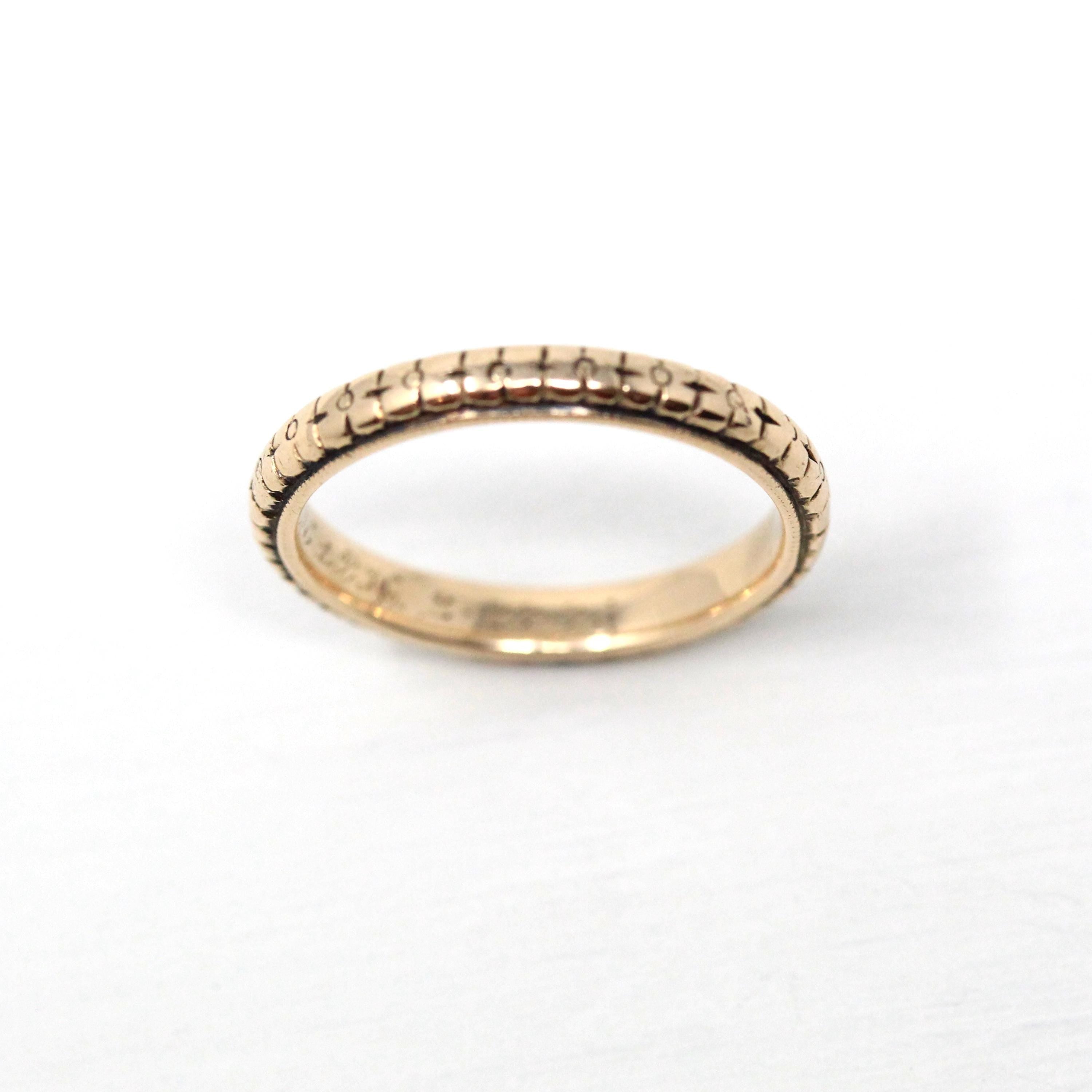 Vintage Flower Wedding Band - Art Deco 14k Yellow Gold Orange Blossom Eternity Designs Ring - Circa 1930s Size 6 Stacking Fine 30s Jewelry