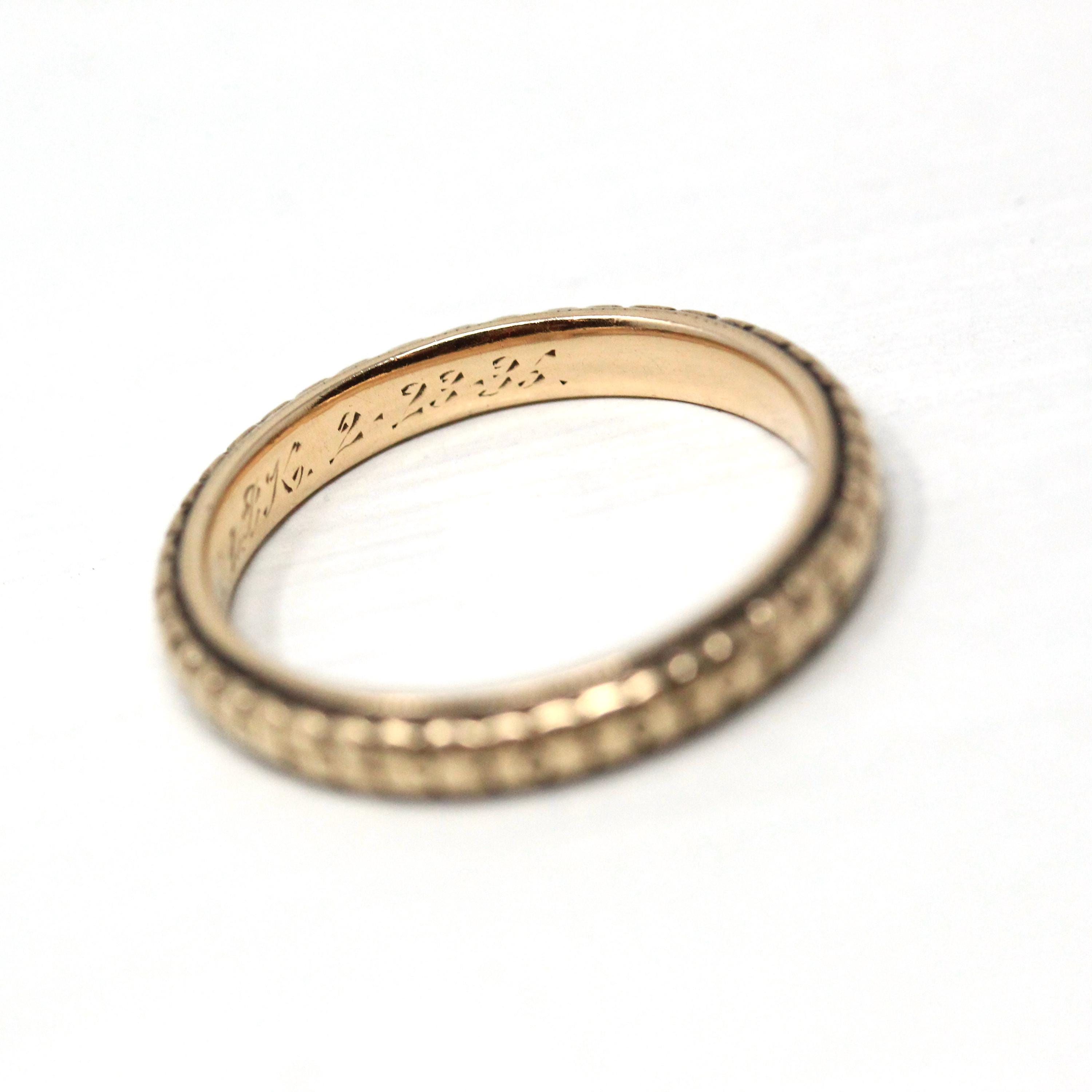 Vintage Flower Wedding Band - Art Deco 14k Yellow Gold Orange Blossom Eternity Designs Ring - Circa 1930s Size 6 Stacking Fine 30s Jewelry