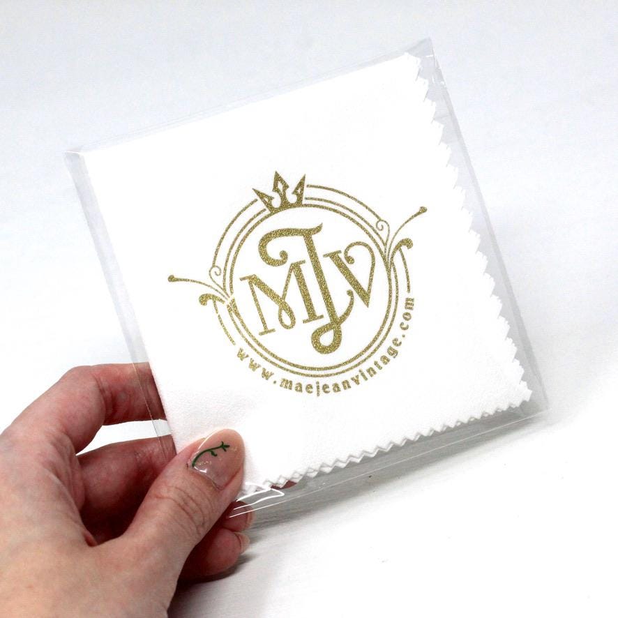 Polishing Cloth - 8 x 8 Inch Treated Nontoxic Jewelry Cleaning Cloth for Silver, Gold, Platinum, Gold Filled Jewelry - MJV Gold Logo