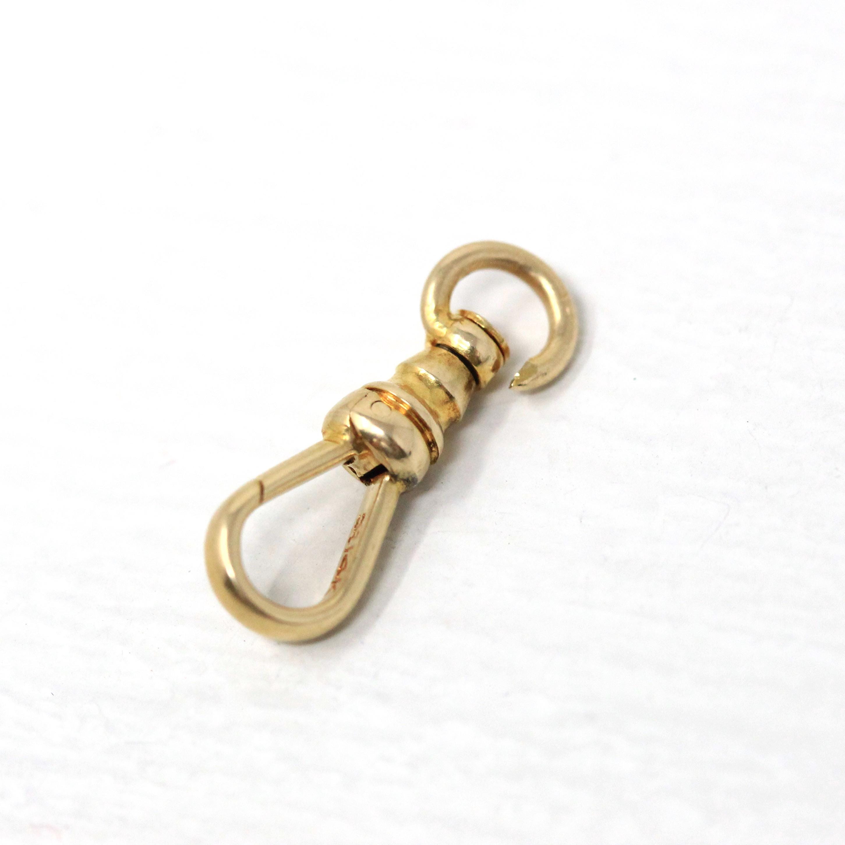 Antique Dog Clip - Edwardian 14k Yellow Gold Necklace Finding Stationary Clasp - Circa 1910s Era Charm Pendant Holder Lorgnette Jewelry