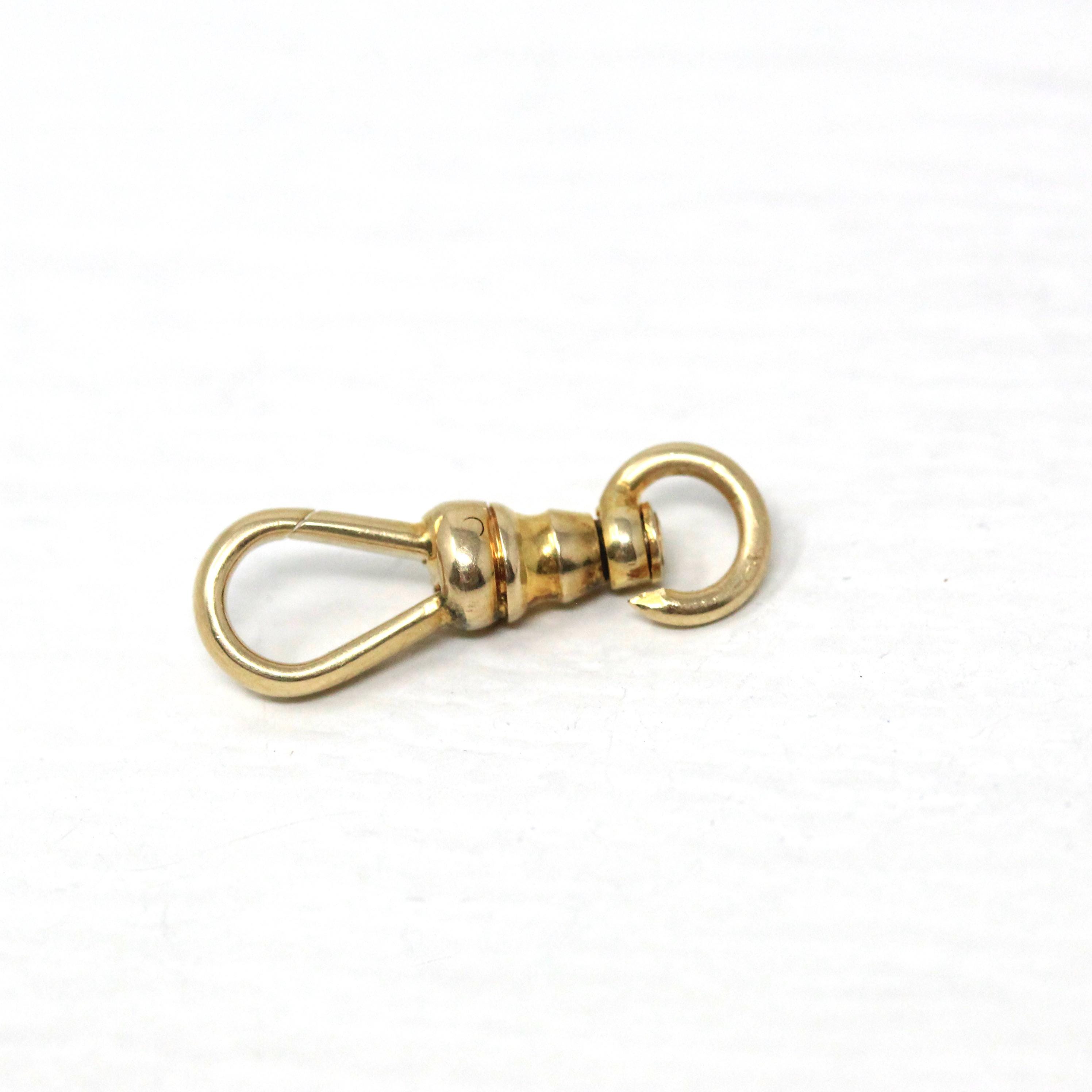 Antique Dog Clip - Edwardian 14k Yellow Gold Necklace Finding Stationary Clasp - Circa 1910s Era Charm Pendant Holder Lorgnette Jewelry