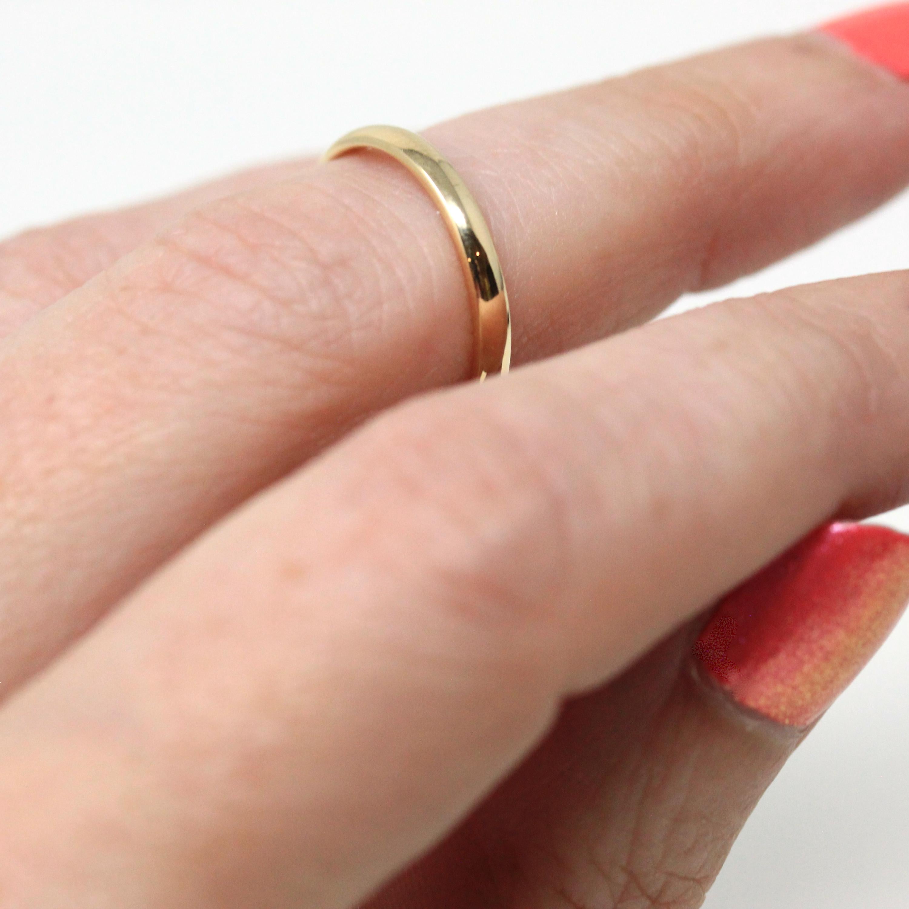 Modern Wedding Band - Estate 10k Yellow Gold Simple Unadorned Ring - Circa 2000s Era Size 5 Stacking Statement Tessler & Weiss Fine Jewelry