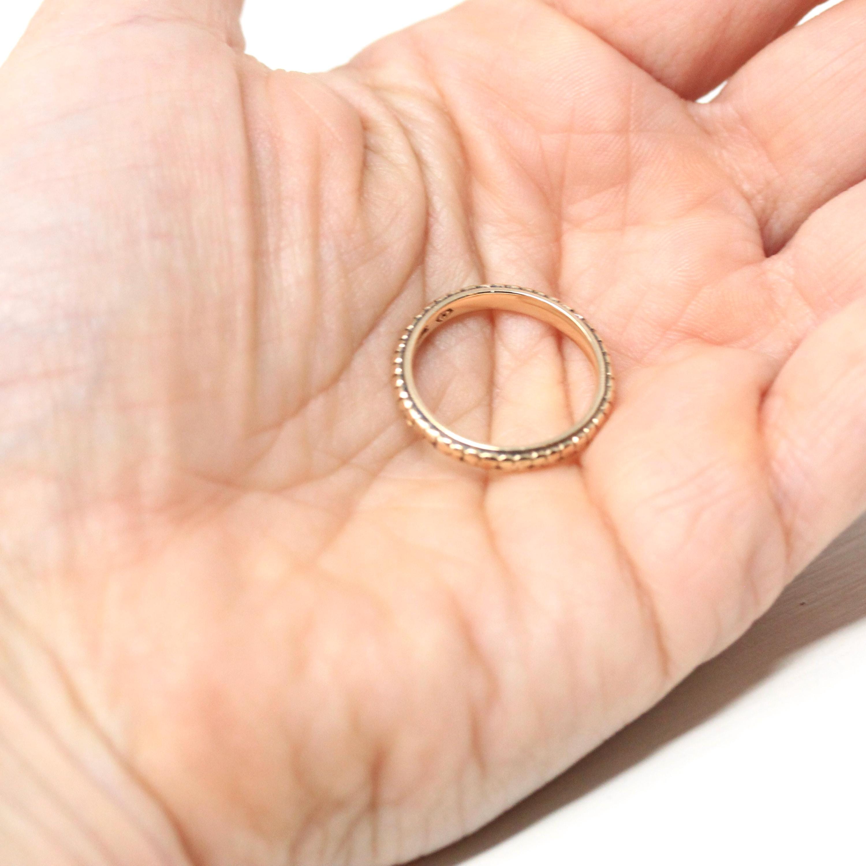 Vintage Flower Wedding Band - Art Deco 14k Yellow Gold Orange Blossom Eternity Designs Ring - Circa 1930s Size 6 Stacking Fine 30s Jewelry