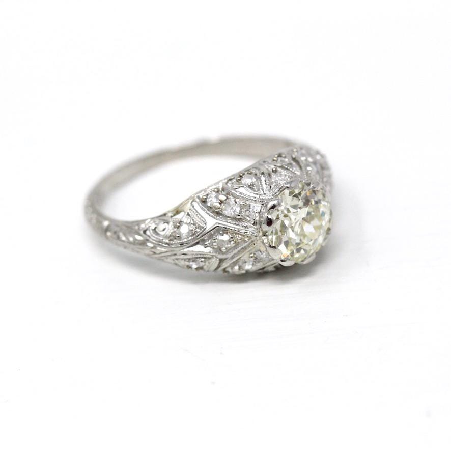 Antique Engagement Ring - Platinum Diamond Wedding Anniversary Ring - Vintage 1910s Size 7 1/4 Fine Old European Brilliant Jewelry W/ Report