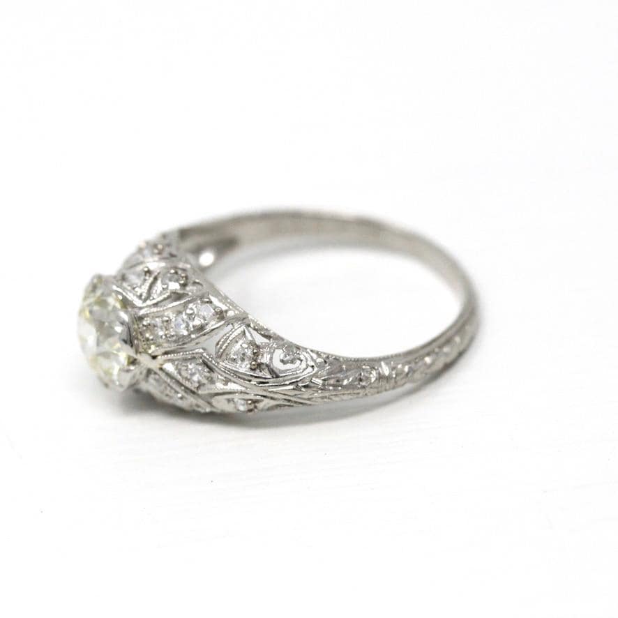 Antique Engagement Ring - Platinum Diamond Wedding Anniversary Ring - Vintage 1910s Size 7 1/4 Fine Old European Brilliant Jewelry W/ Report