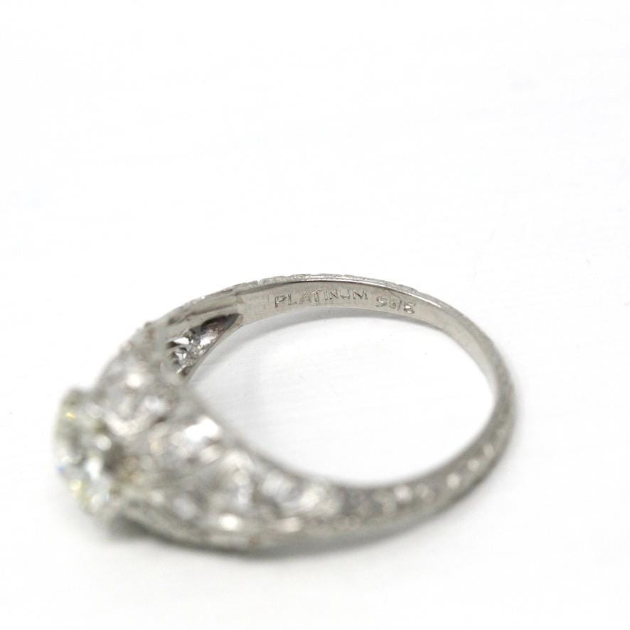 Antique Engagement Ring - Platinum Diamond Wedding Anniversary Ring - Vintage 1910s Size 7 1/4 Fine Old European Brilliant Jewelry W/ Report