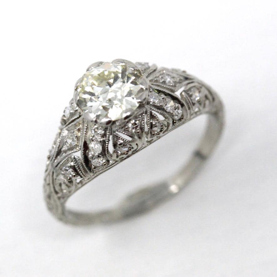 Antique Engagement Ring - Platinum Diamond Wedding Anniversary Ring - Vintage 1910s Size 7 1/4 Fine Old European Brilliant Jewelry W/ Report