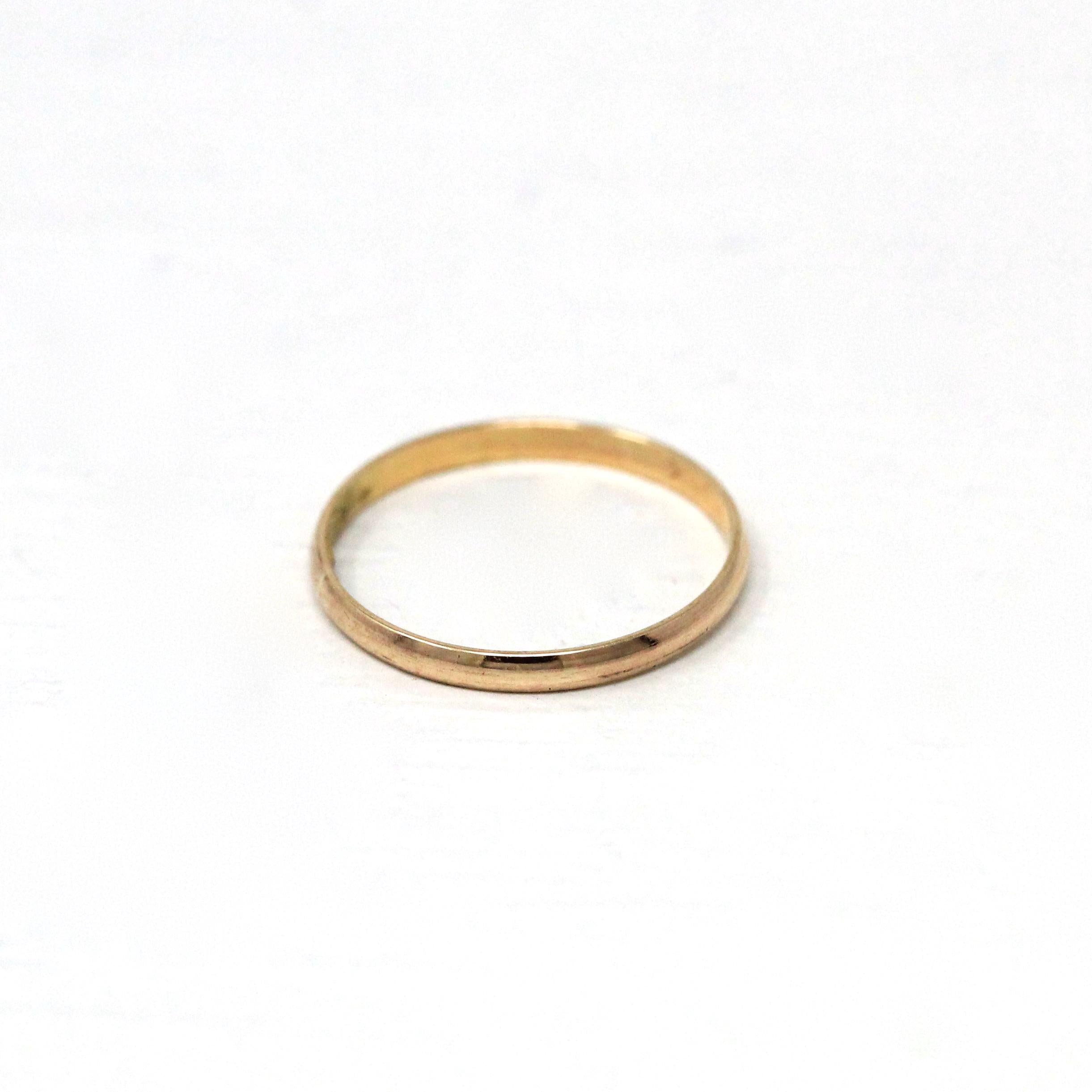 Vintage Baby Band - Retro 10k Yellow Gold Pinky Midi 40s Ring - Circa 1940s Era Size 1/4 Fine Children's Baby Shower New Mother Gift Jewelry