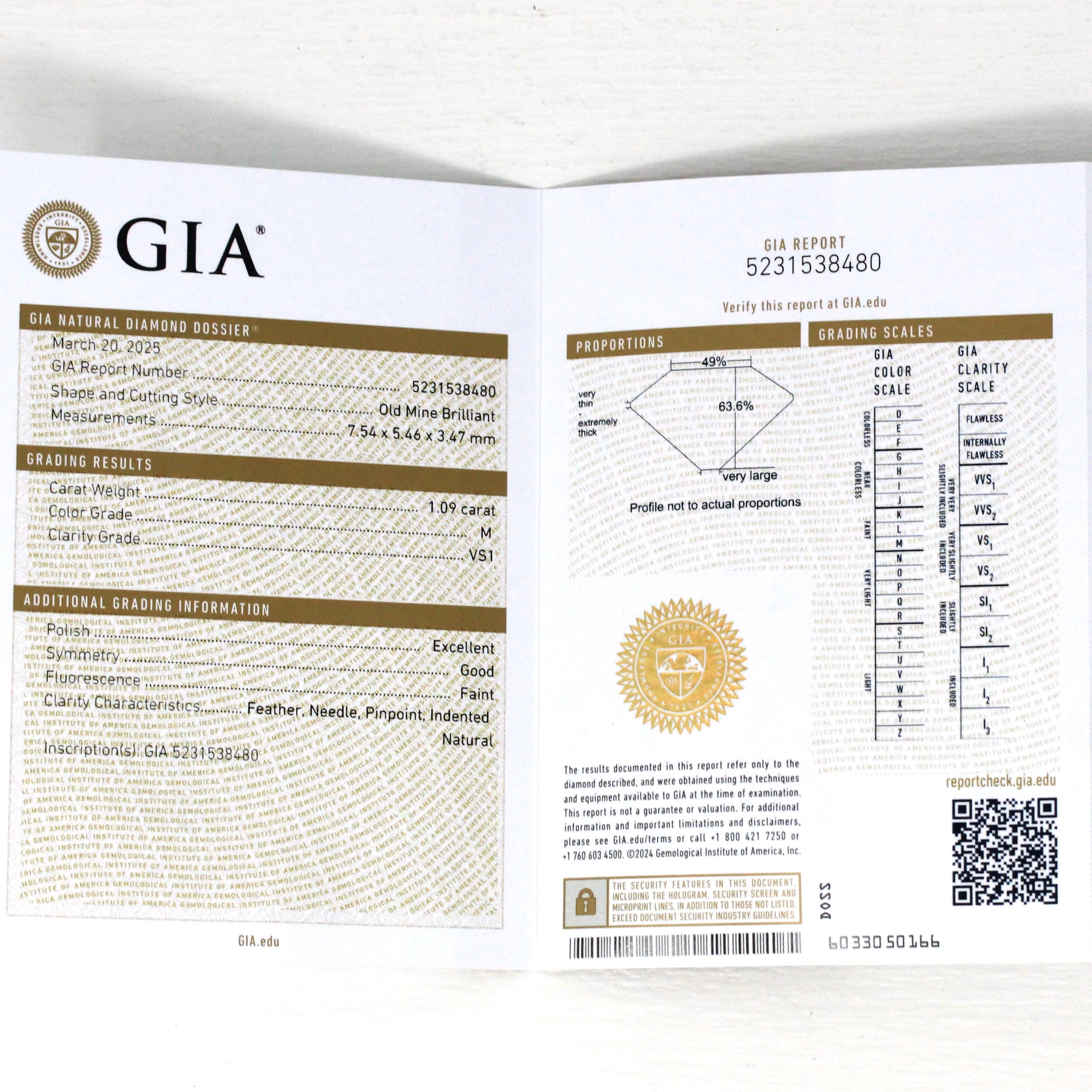 Old Mine Cut Diamond Ring - Modern 18k Yellow Gold & Platinum Two Tone French Engagement - Estate Vintage Style Bridal GIA Report Jewelry