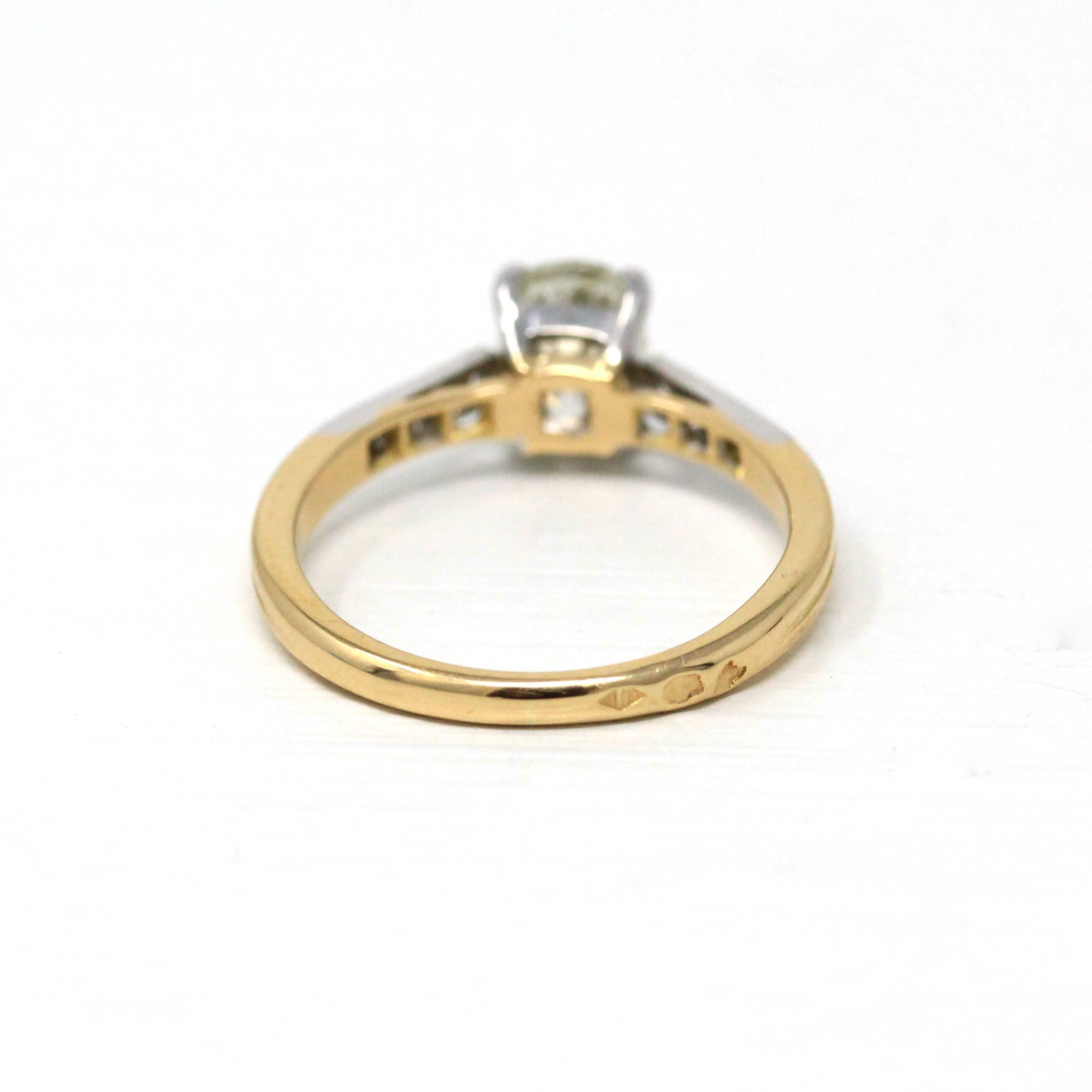 Old Mine Cut Diamond Ring - Modern 18k Yellow Gold & Platinum Two Tone French Engagement - Estate Vintage Style Bridal GIA Report Jewelry