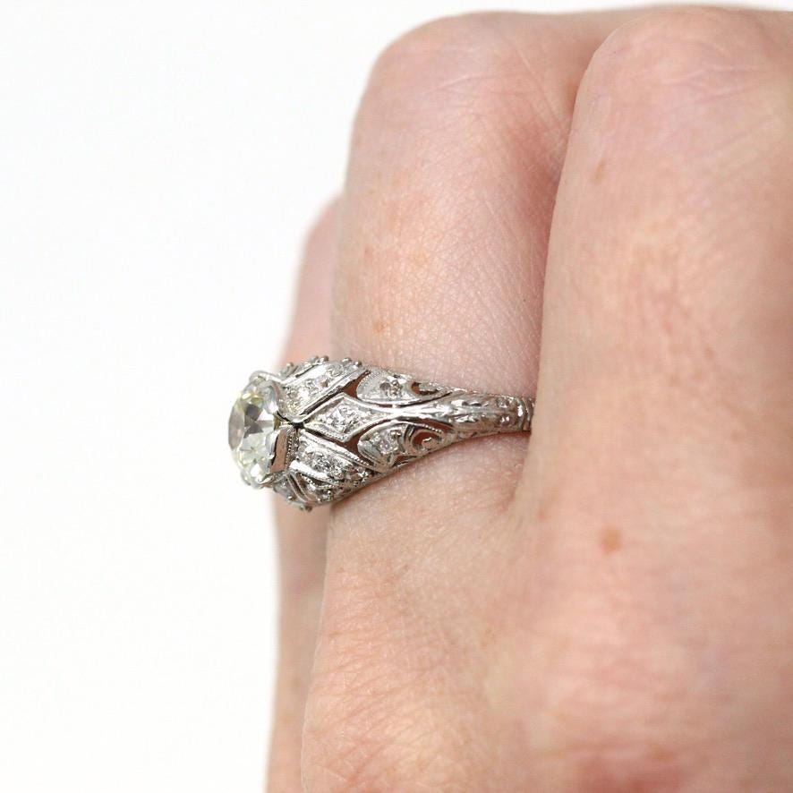 Antique Engagement Ring - Platinum Diamond Wedding Anniversary Ring - Vintage 1910s Size 7 1/4 Fine Old European Brilliant Jewelry W/ Report