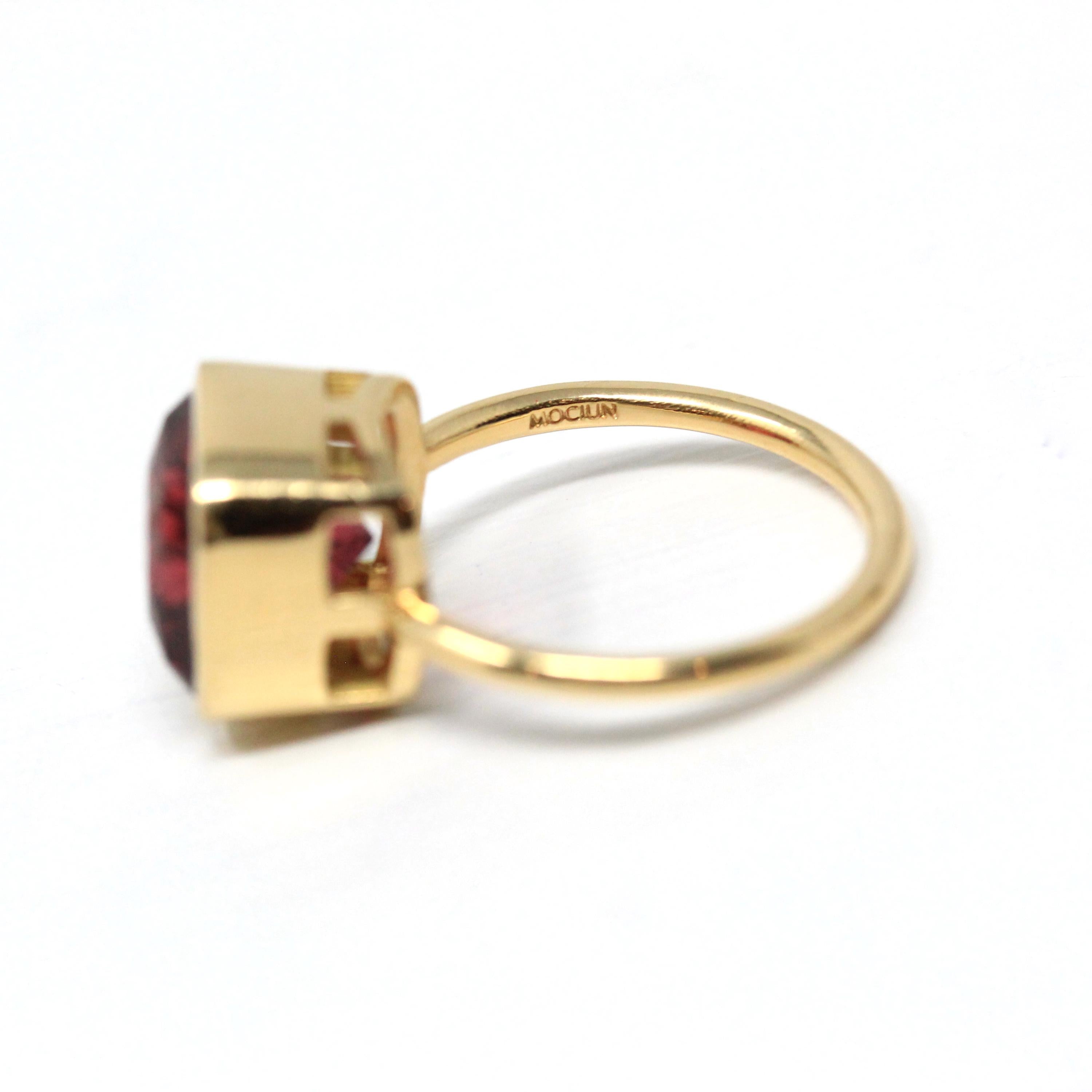 Pink Tourmaline Ring - 18k Yellow Gold Bezel Set Genuine 5.39 CT Gemstone - Modern Size 6 1/4 Statement Fine Cocktail Solitaire Jewelry