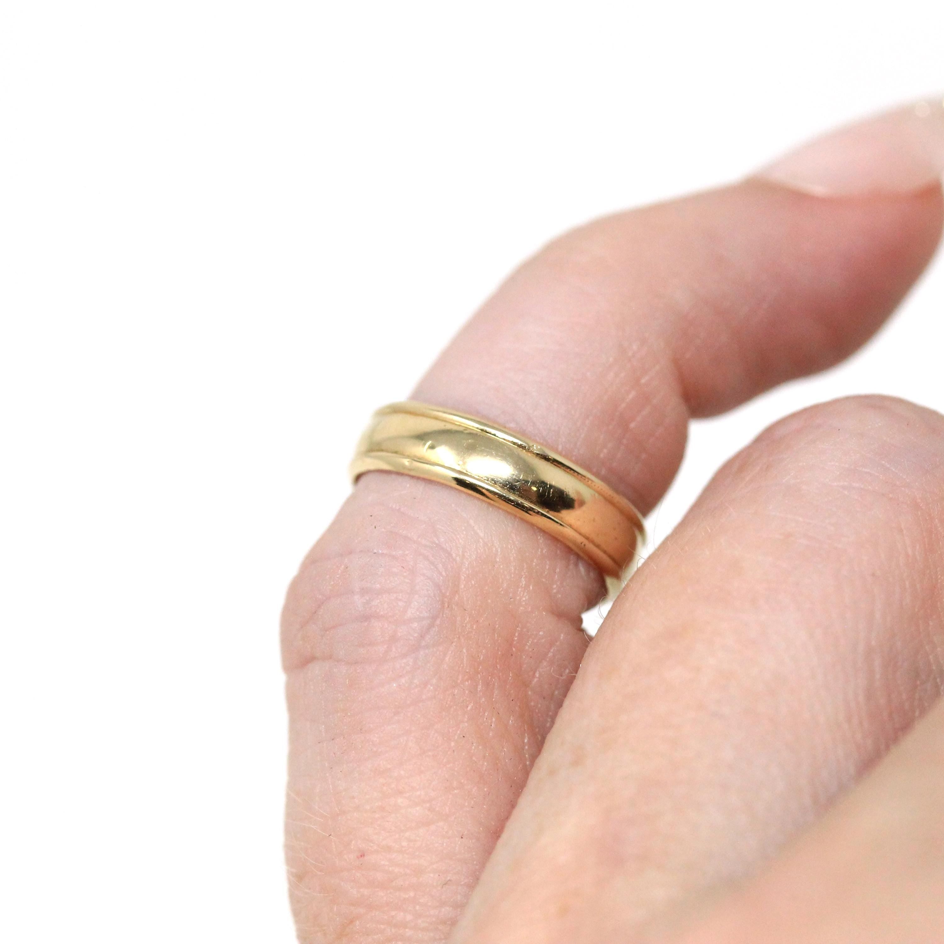 Vintage Baby Band - Modern 14k Yellow Gold Simple Stacking Pinky Midi Ring - Plain Unadorned Size 1.5 Children's Fine Jewelry
